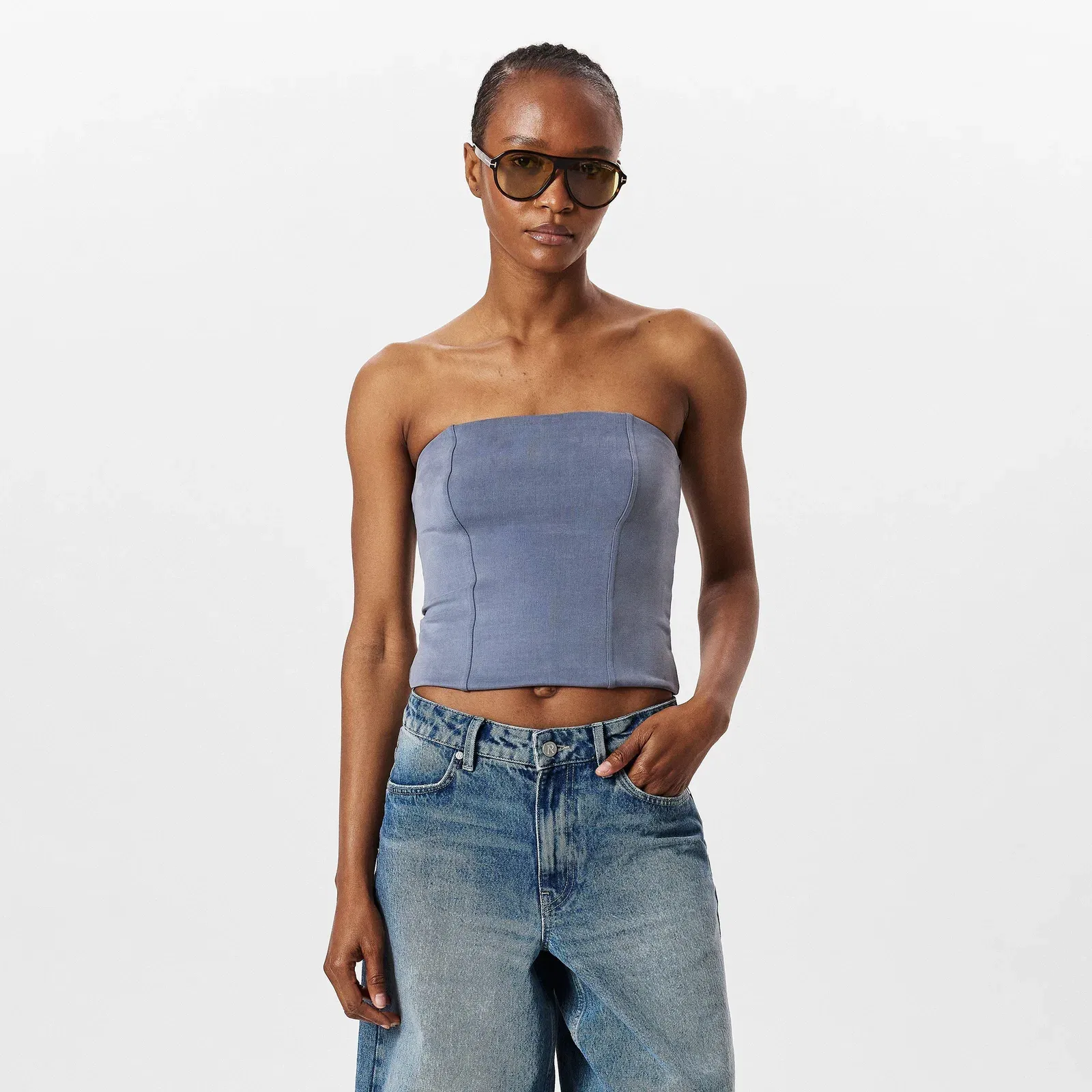 Swirl Jacquard Strapless Bandeau Top