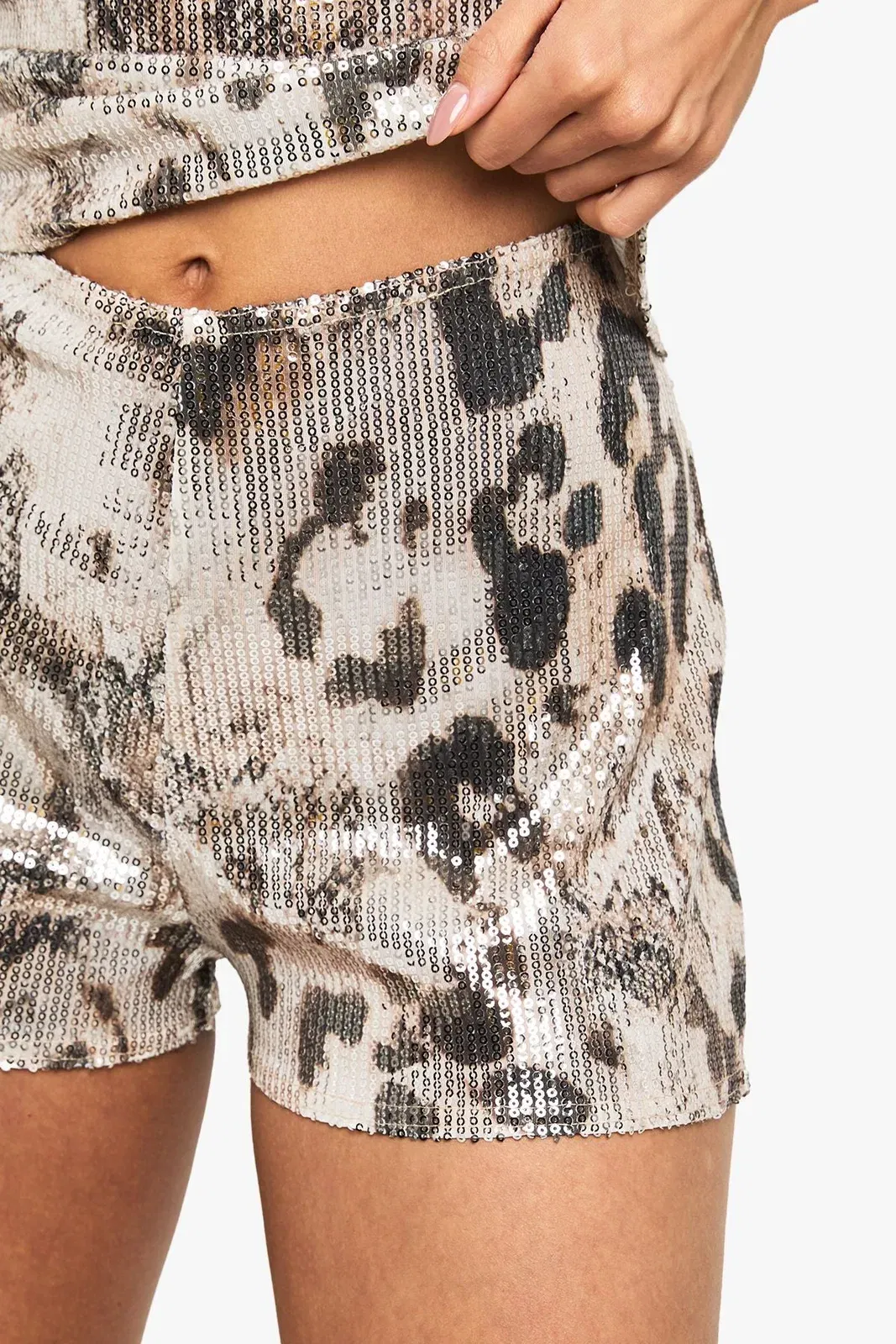 SEQUIN ANIMAL PRINT MINI BOOTY SHORT
