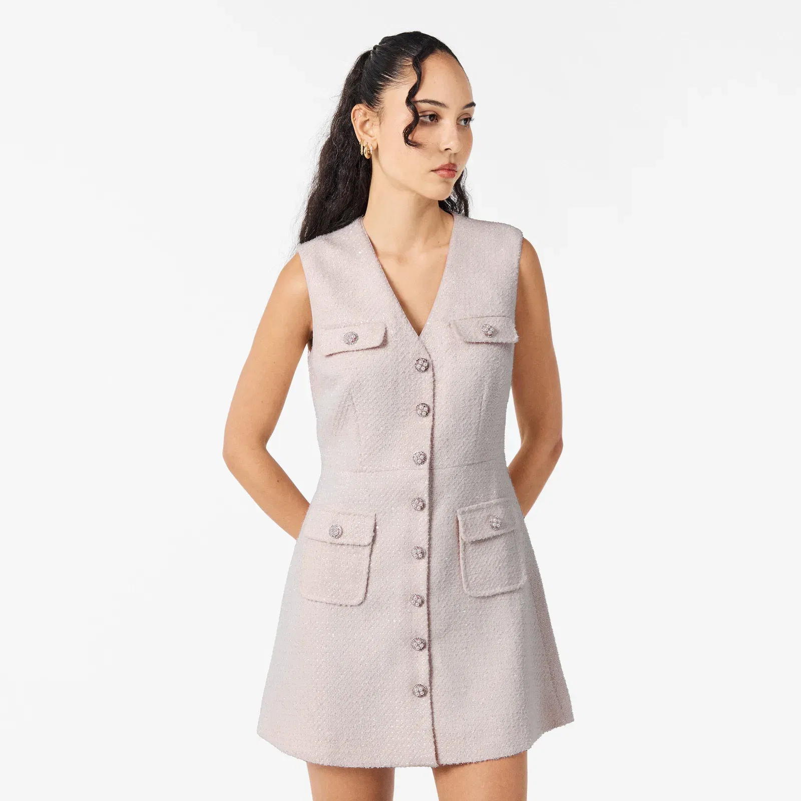 Tinsel Buckle Mini Dress
