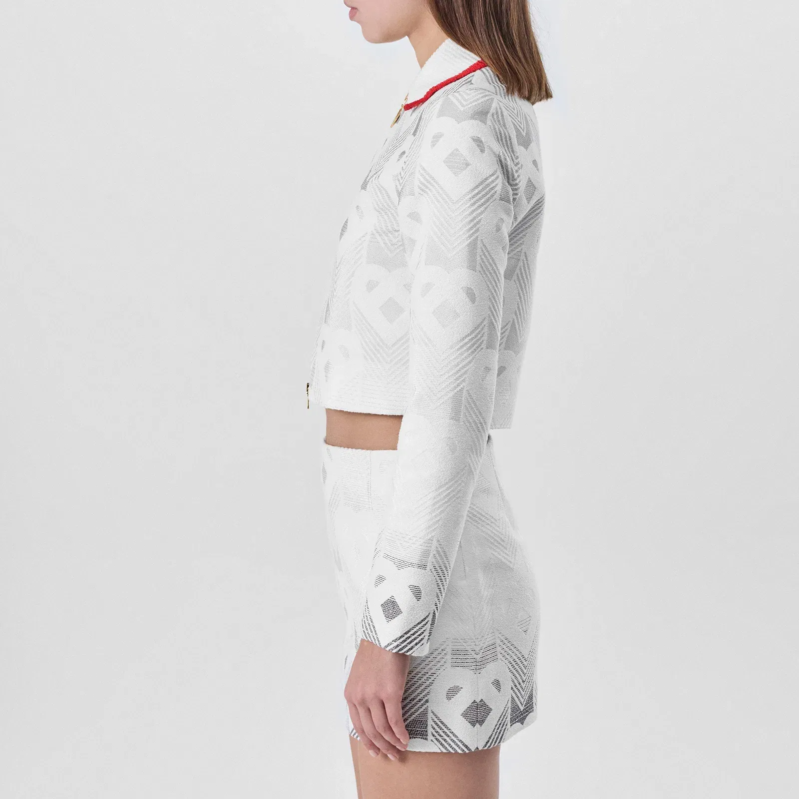 Gradient Heart Monogram Cotton Long Sleeve Boucle Jacket