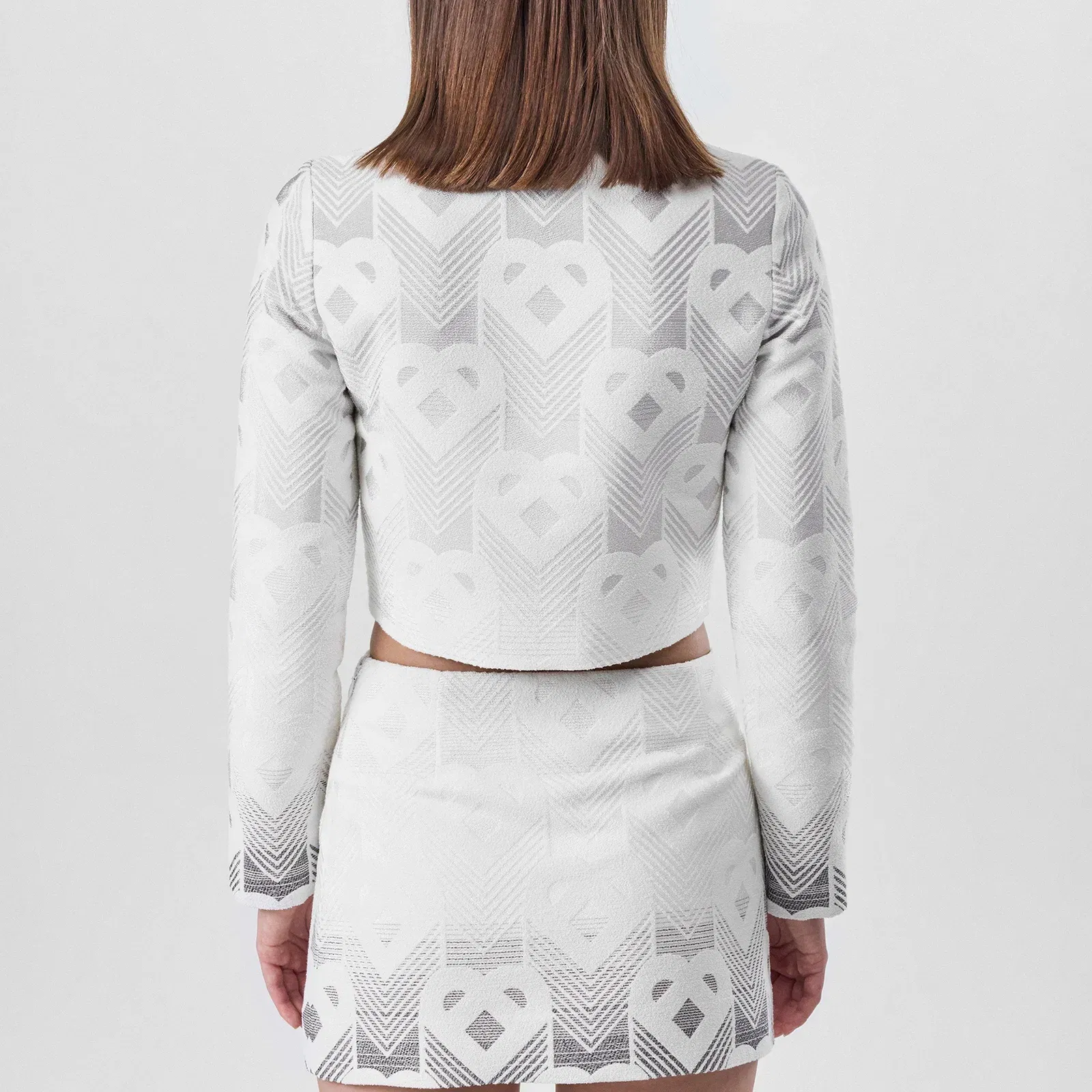 Gradient Heart Monogram Cotton Long Sleeve Boucle Jacket