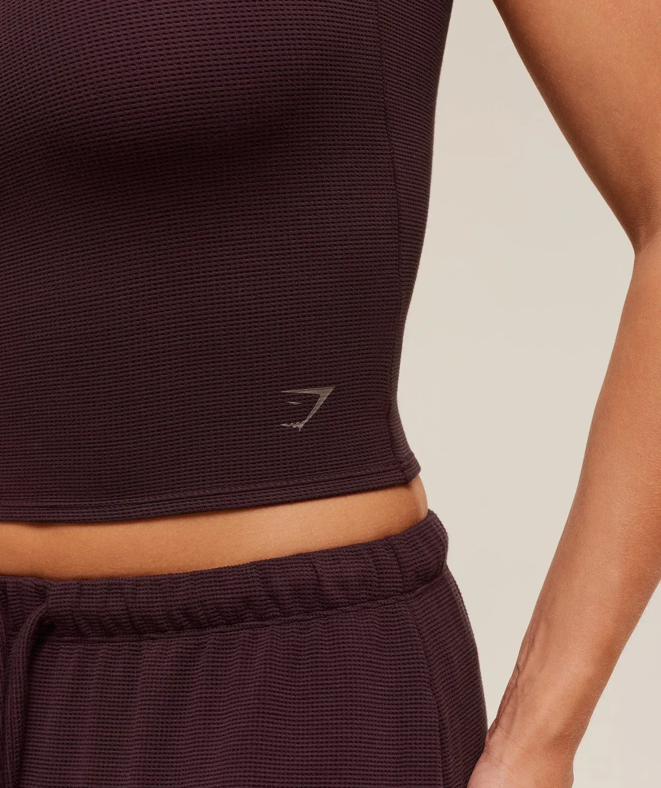 Gymshark Waffle Cropped Tank - Cherry Purple