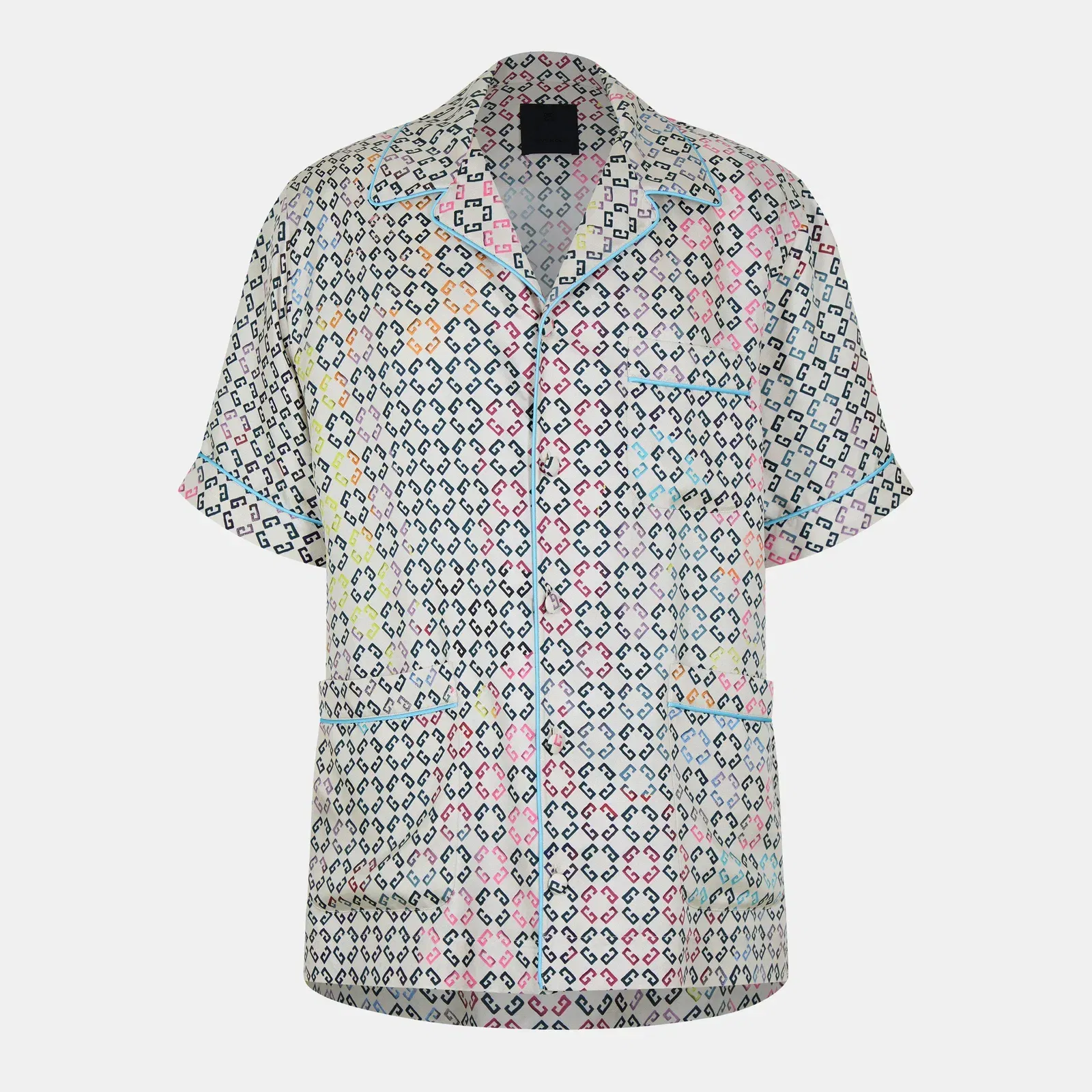 GIV Mono Silk Short-Sleeve Patterned Shirt