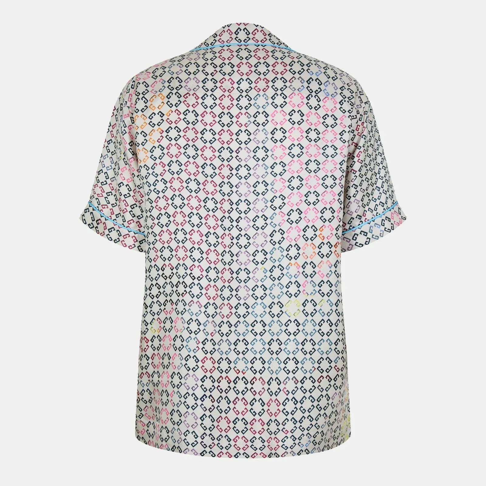 GIV Mono Silk Short-Sleeve Patterned Shirt