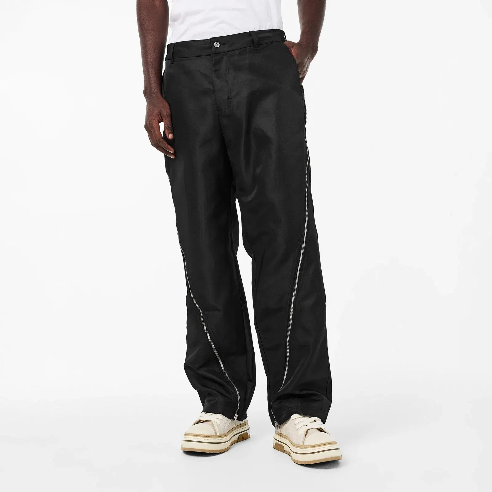 Zipped Panel Straight Leg Trousers