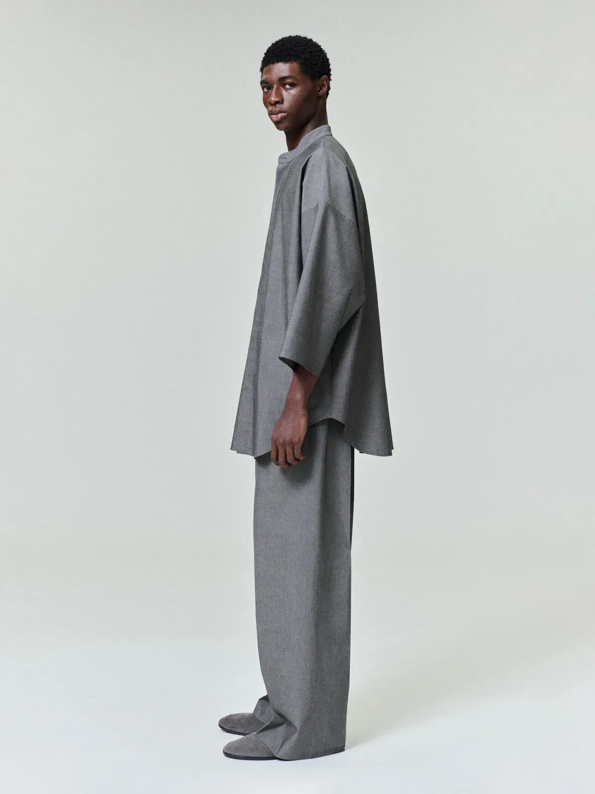 Essentials Cotton Wool Oxford Wide Leg Drawstring Pants Willow