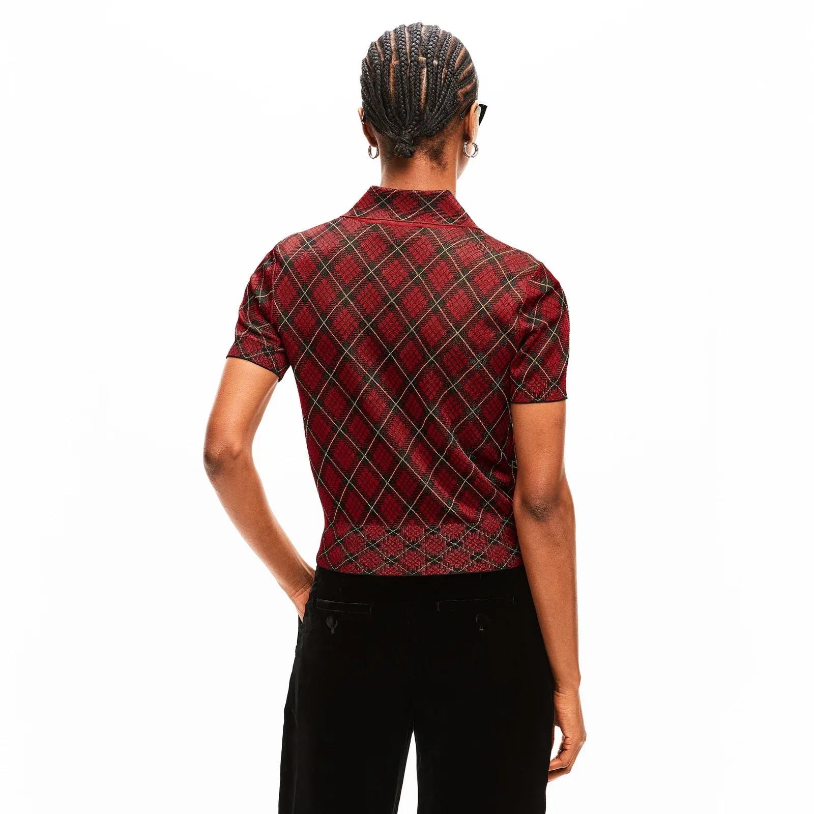 Alex Check Polo Knitted Top