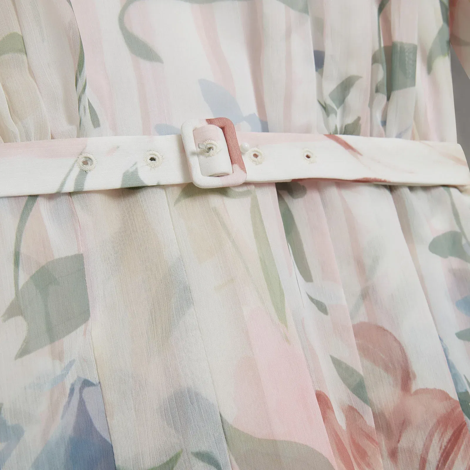 Ted Baker Floral Pleated Long Sleeve Mini Dress