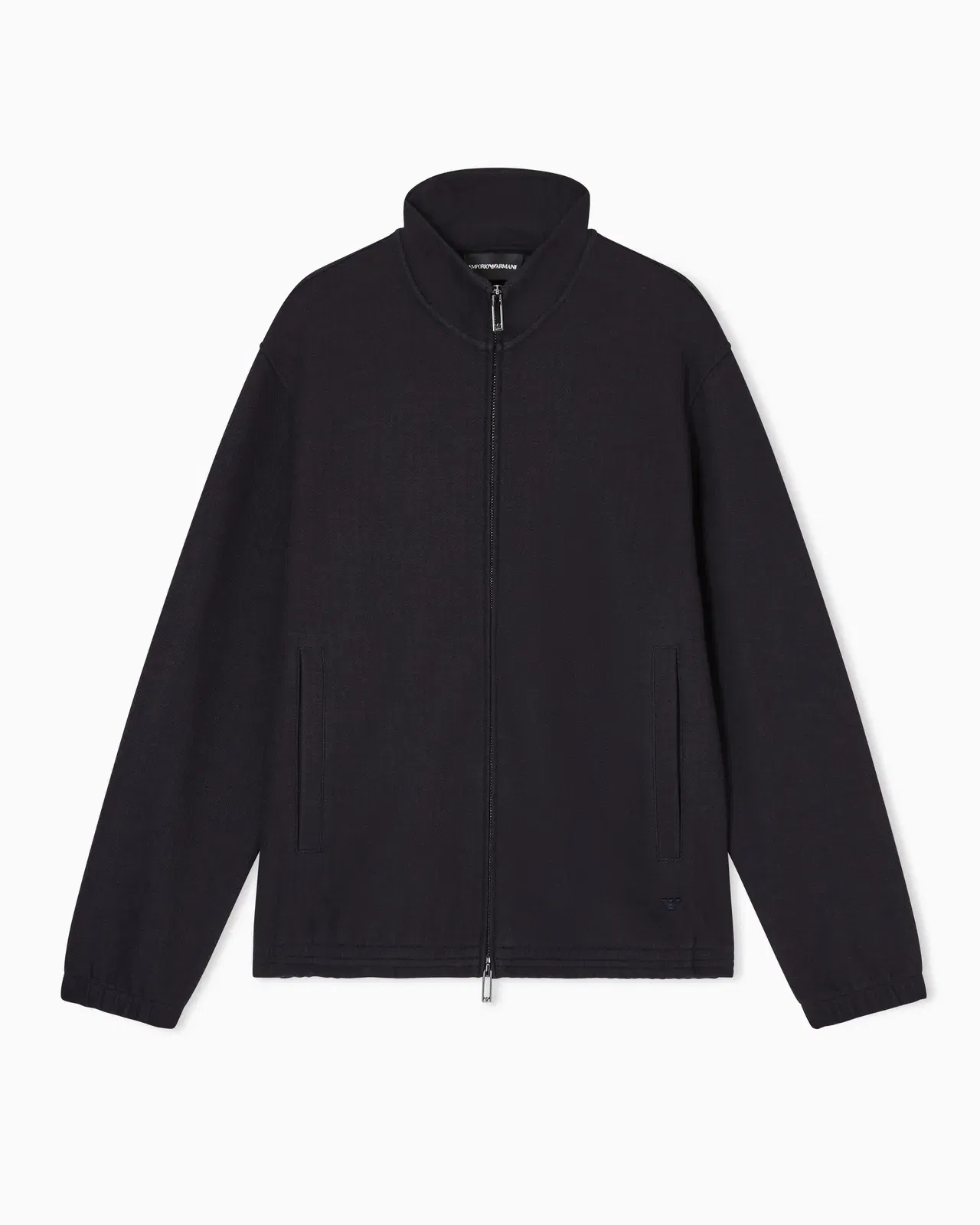 Emporio Armani Full-zip sweatshirt in a Lyocell-blend jacquard interlock jersey