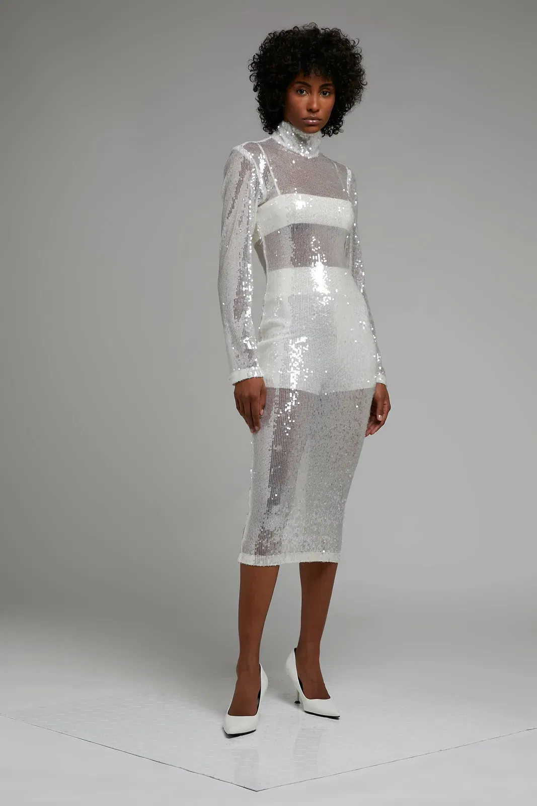 HIGH NECK SEQUIN DRESS