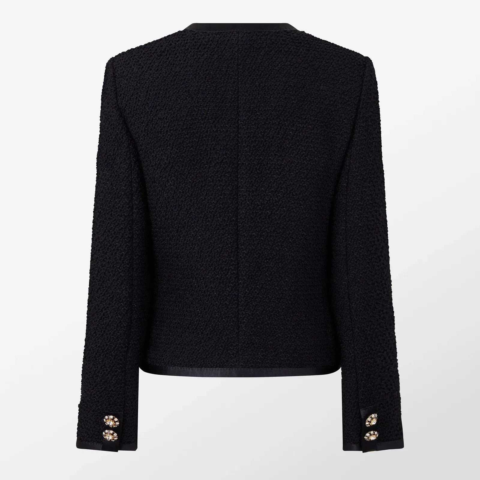 Buttoned Boucle Wool Long Sleeve Overcoat