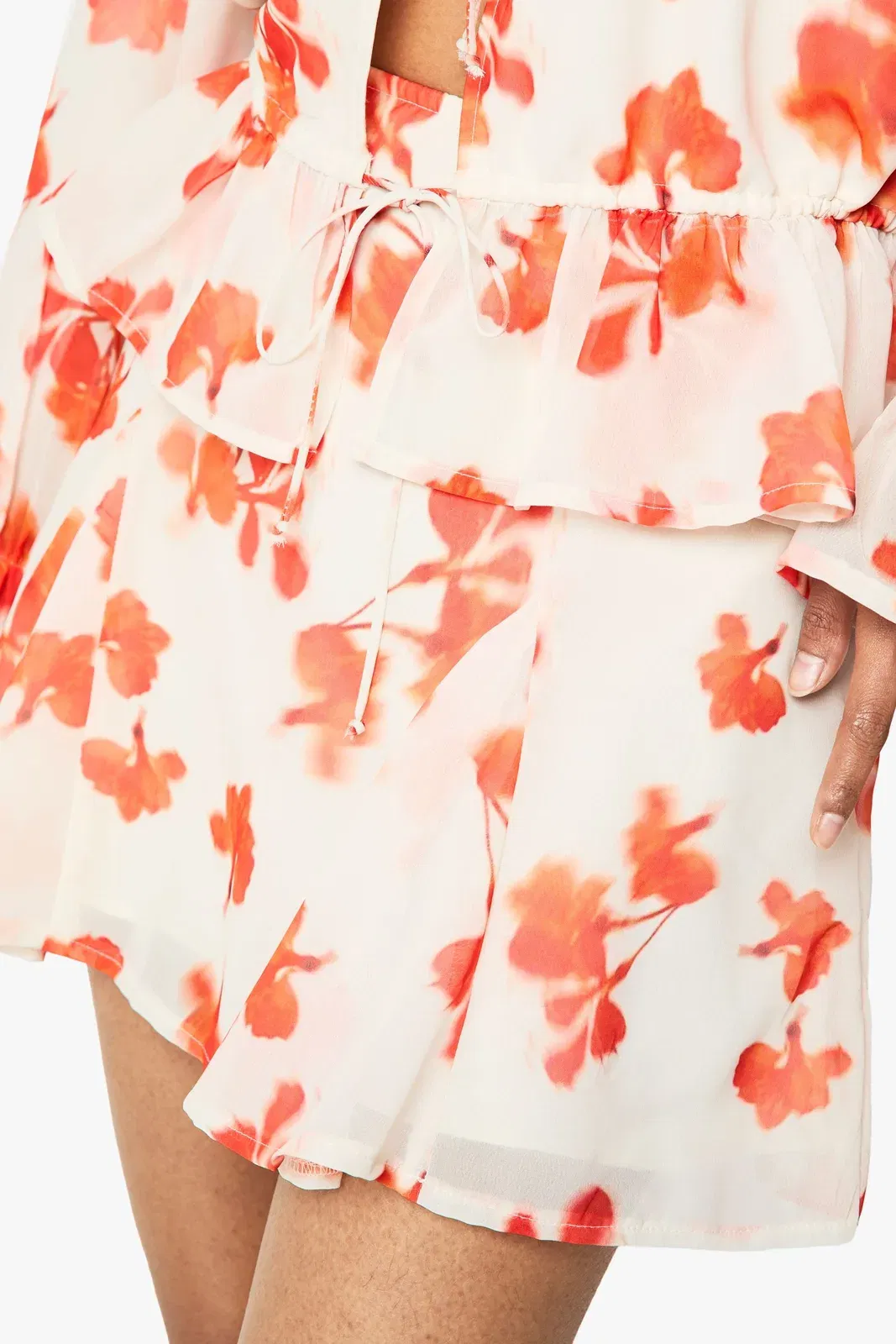 Floral Chiffon Godet Mini Skirt