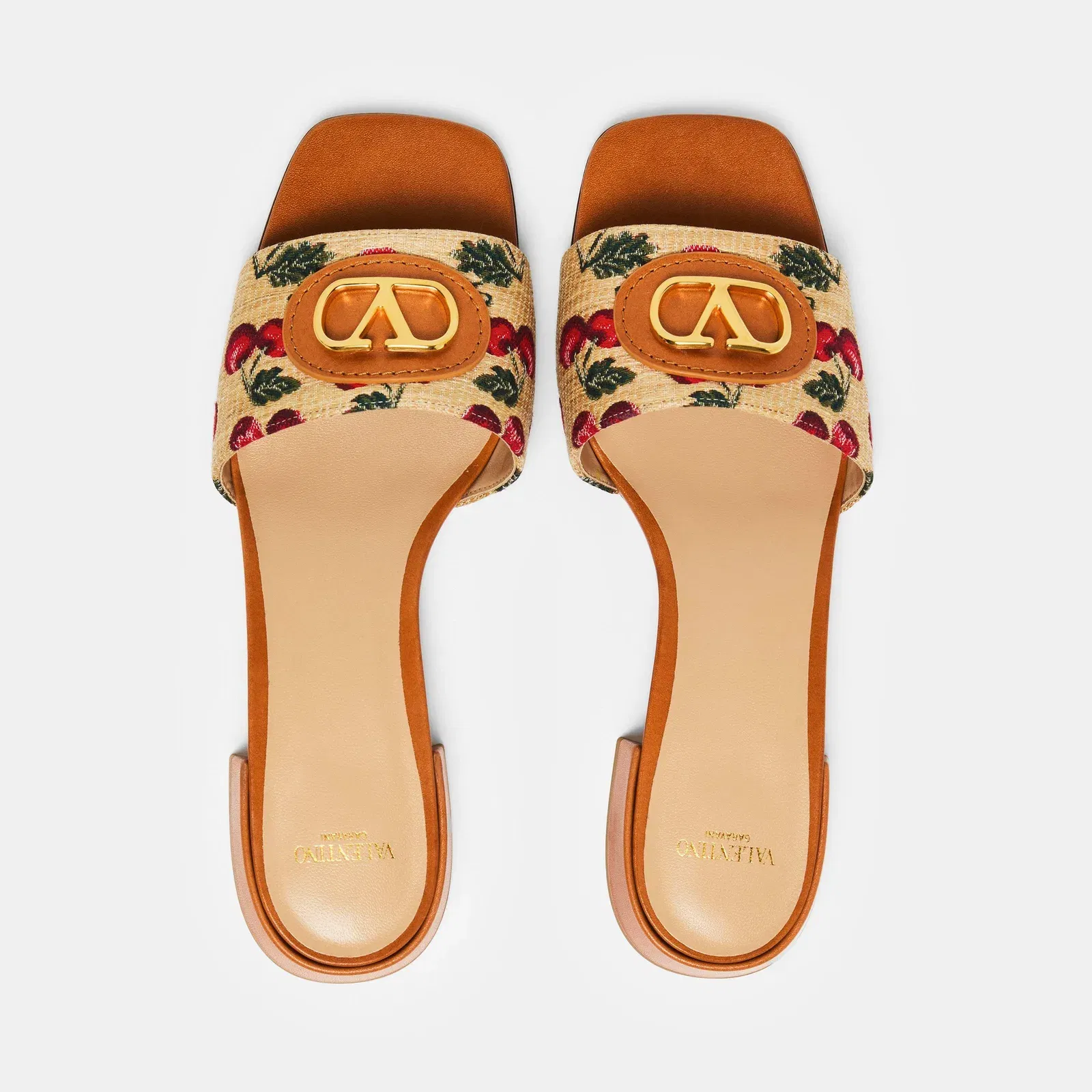 Vlogo Raffia-Jacquard Cherry Slides.