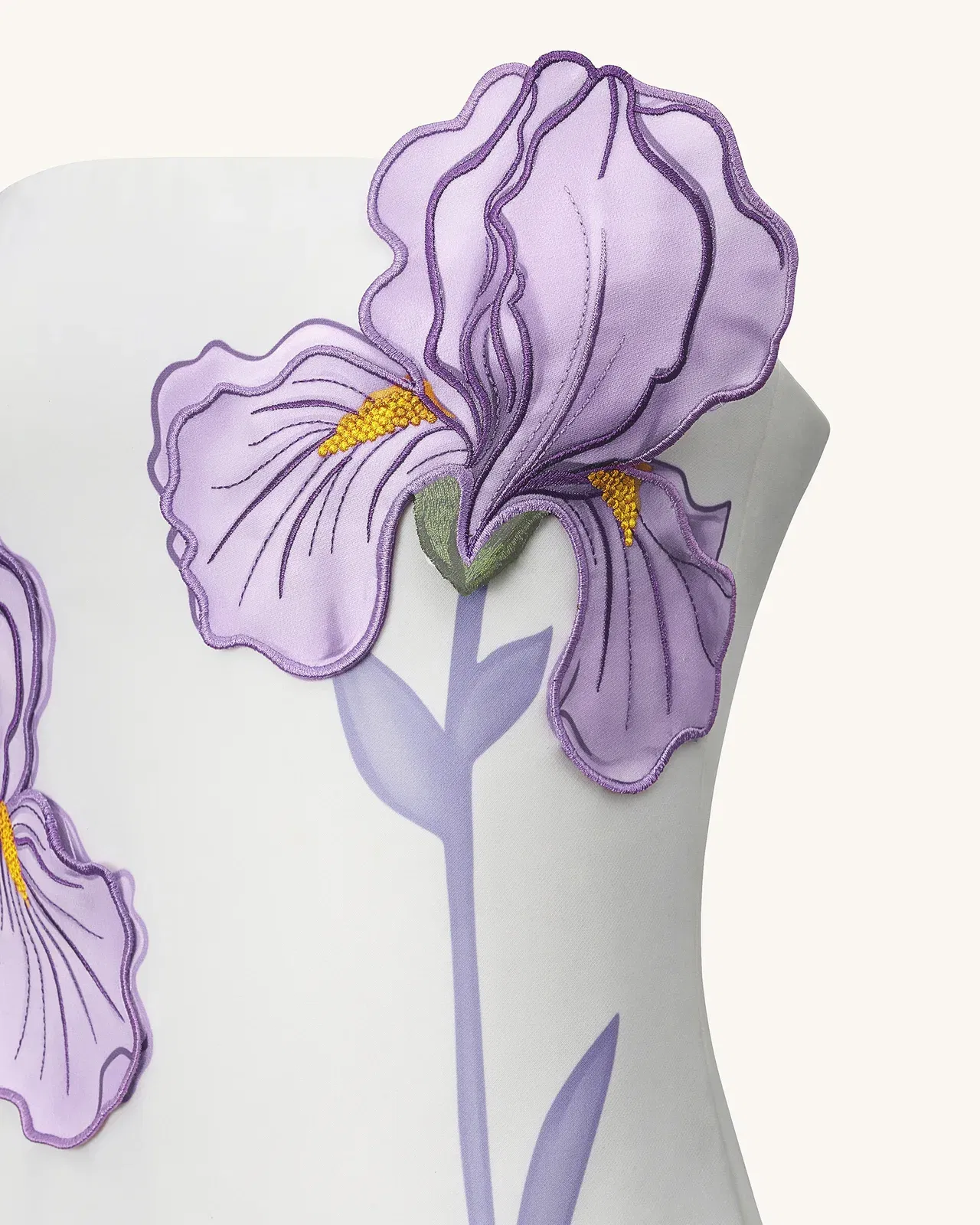 Iris Floral Print Strapless Dress - White