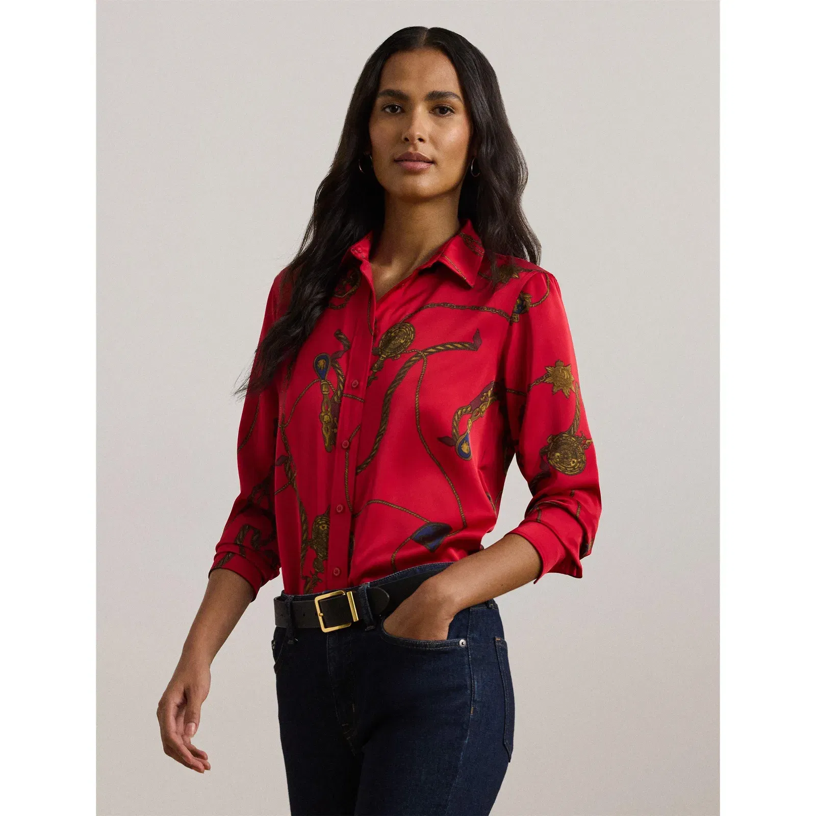 Classic Fit Print Charmeuse Shirt