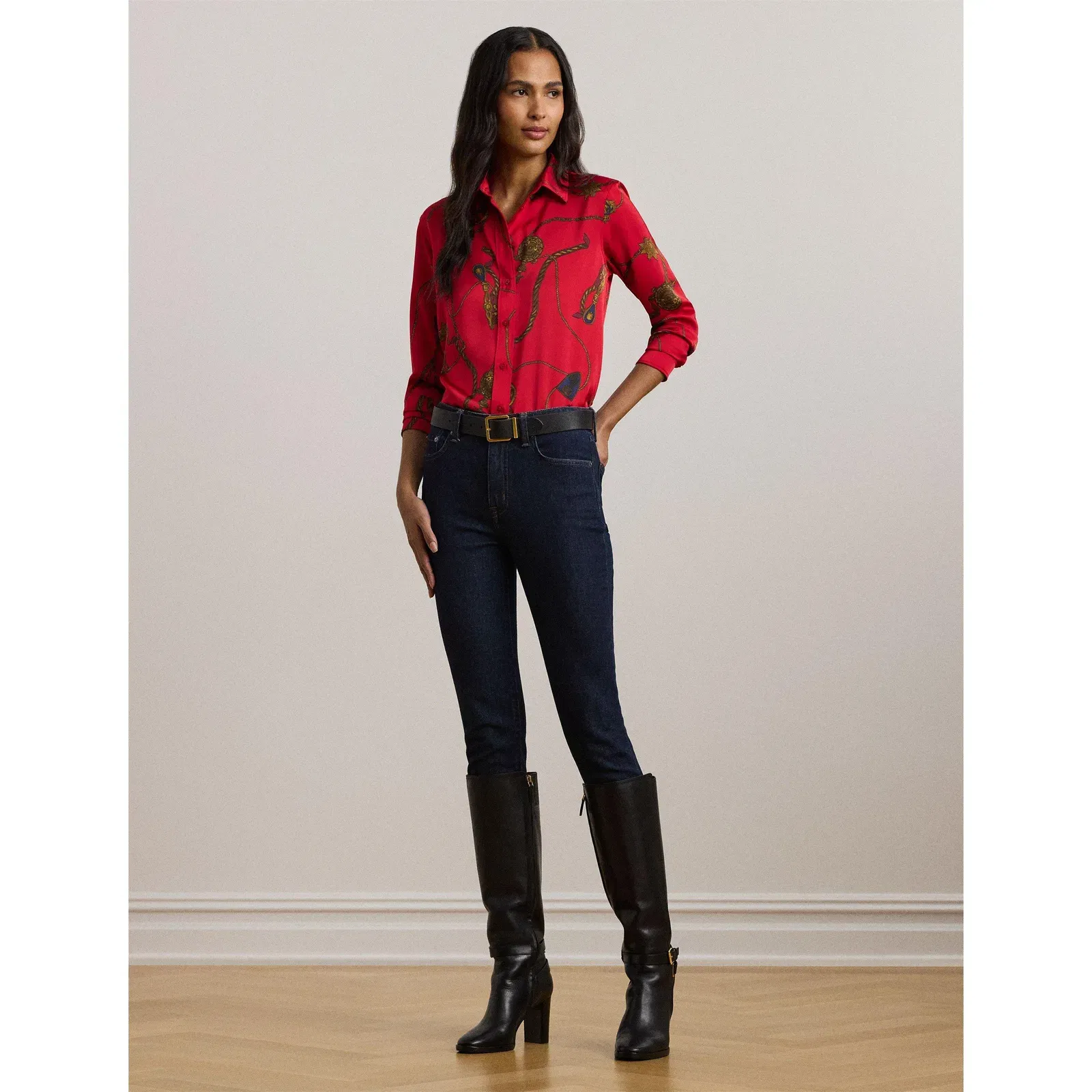 Classic Fit Print Charmeuse Shirt