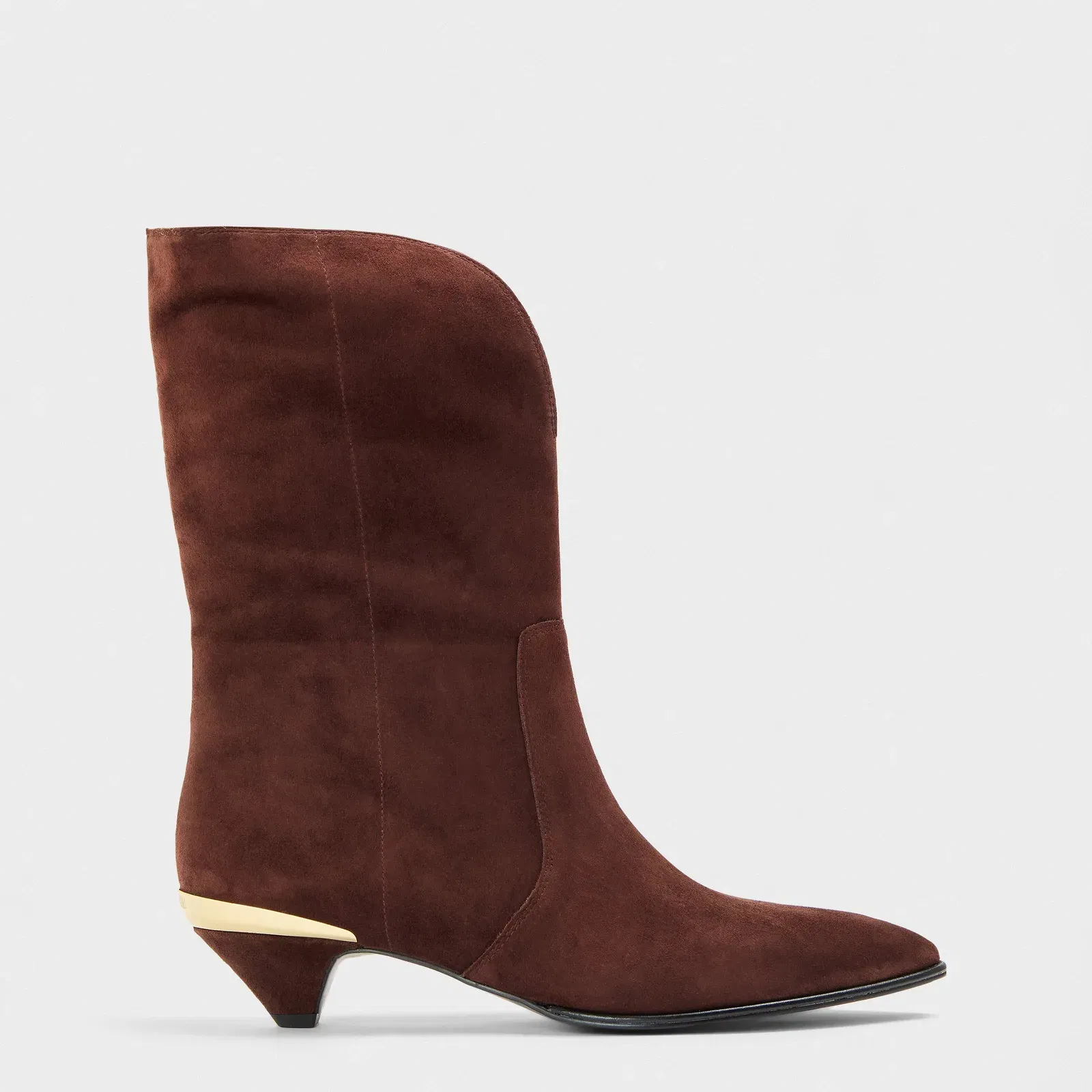 Golden Metallic Ankle Heeled Boots