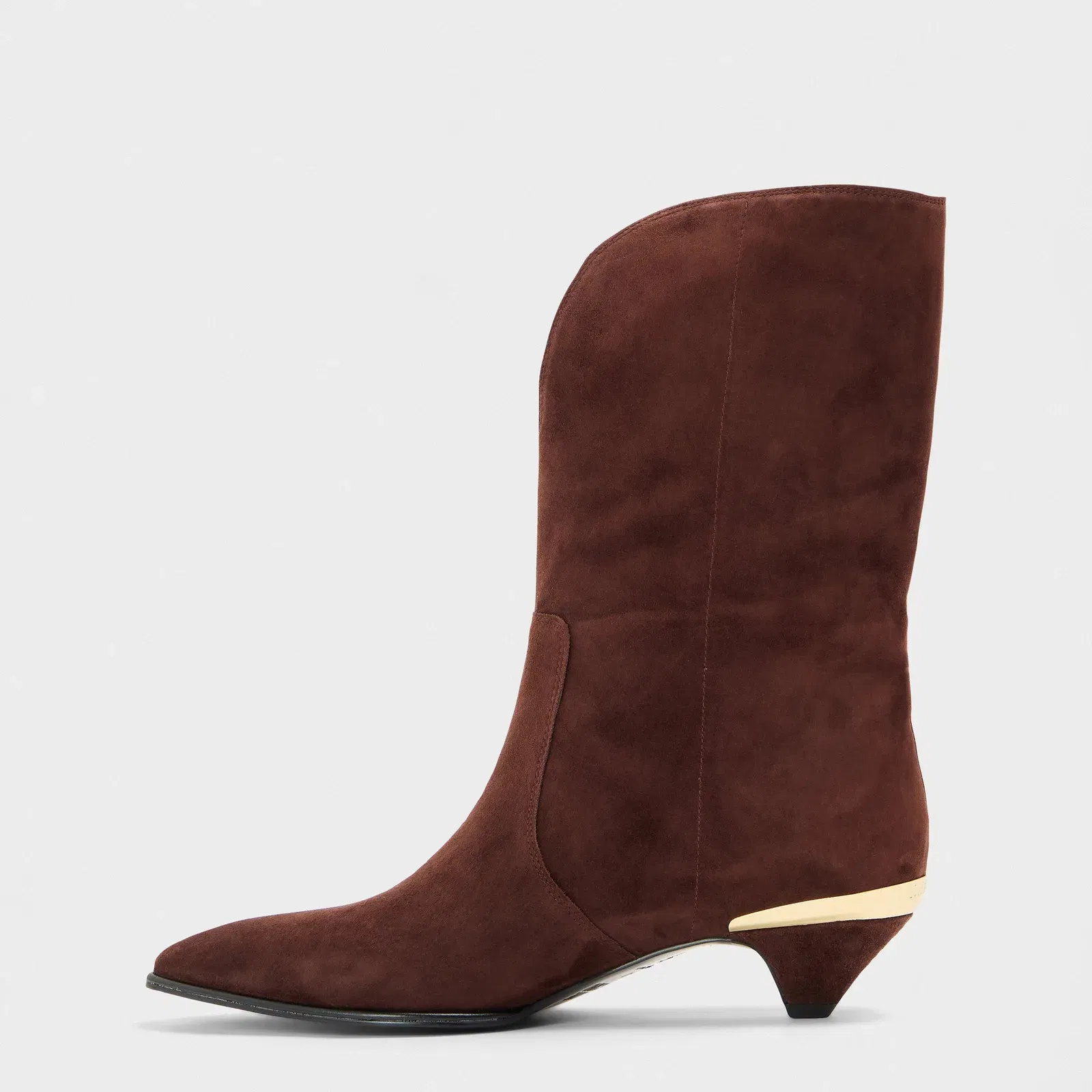 Golden Metallic Ankle Heeled Boots