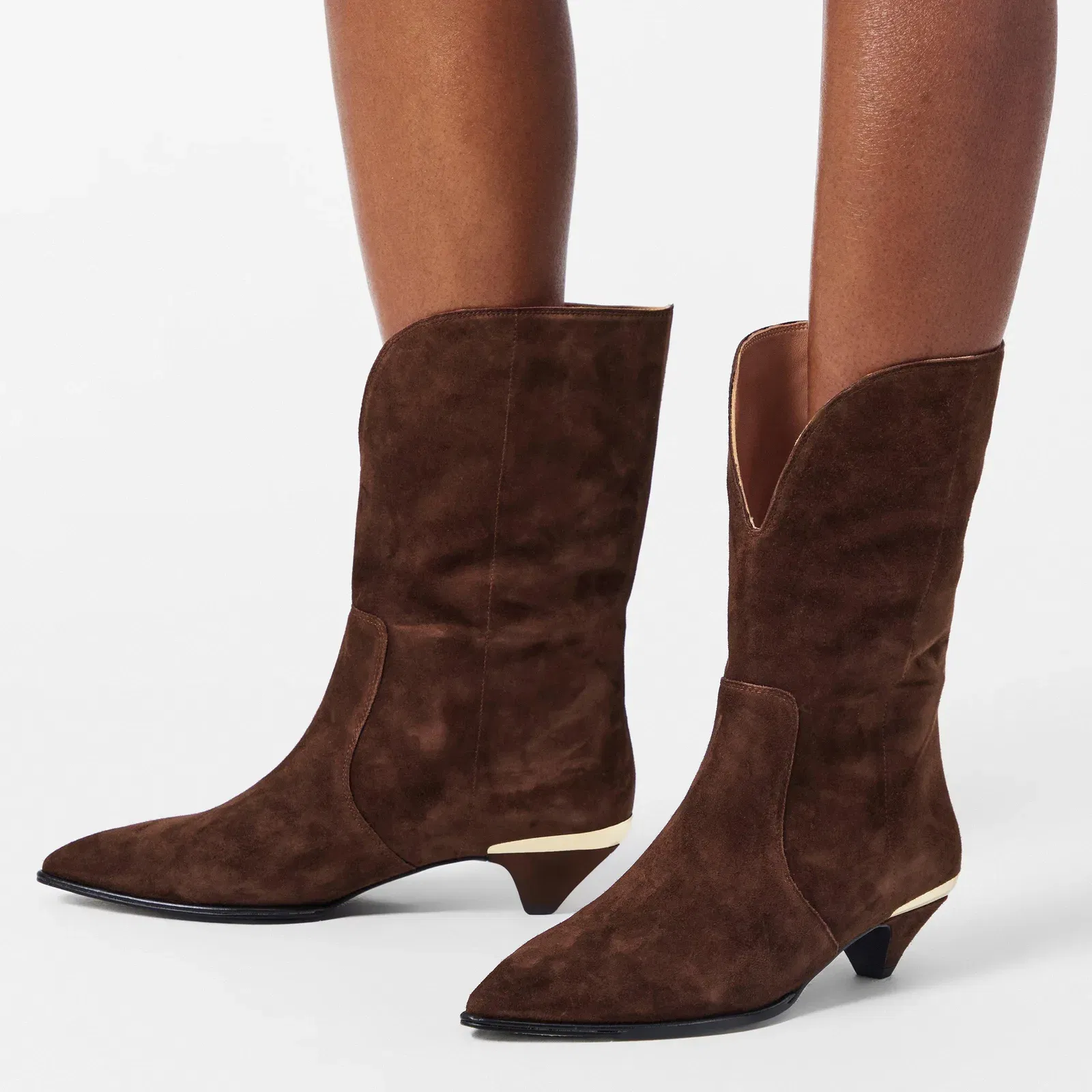 Golden Metallic Ankle Heeled Boots
