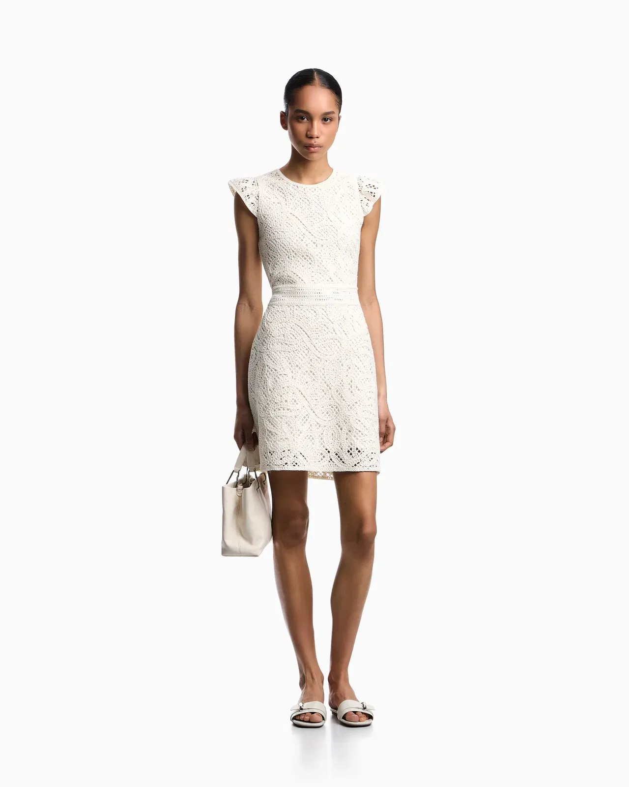 Emporio Armani Dress in macramé-effect Cornely embroidered fabric