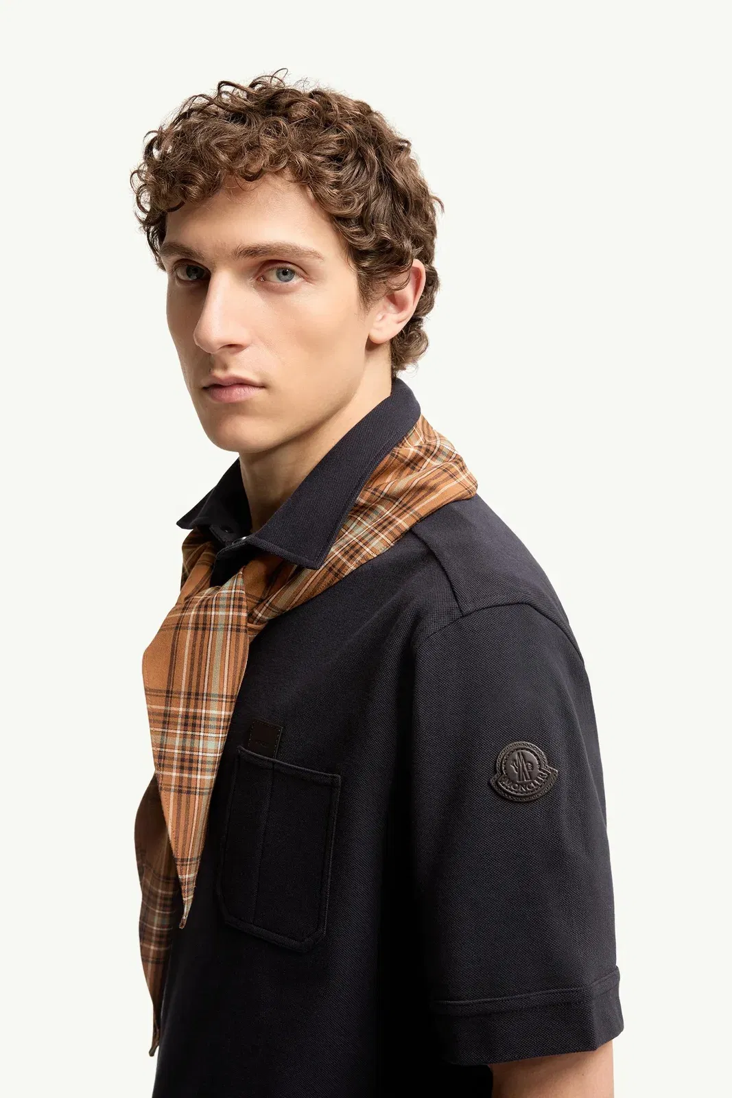 Moncler Leather Logo Tag Cotton Polo Shirt Dark Blue Dark Blue