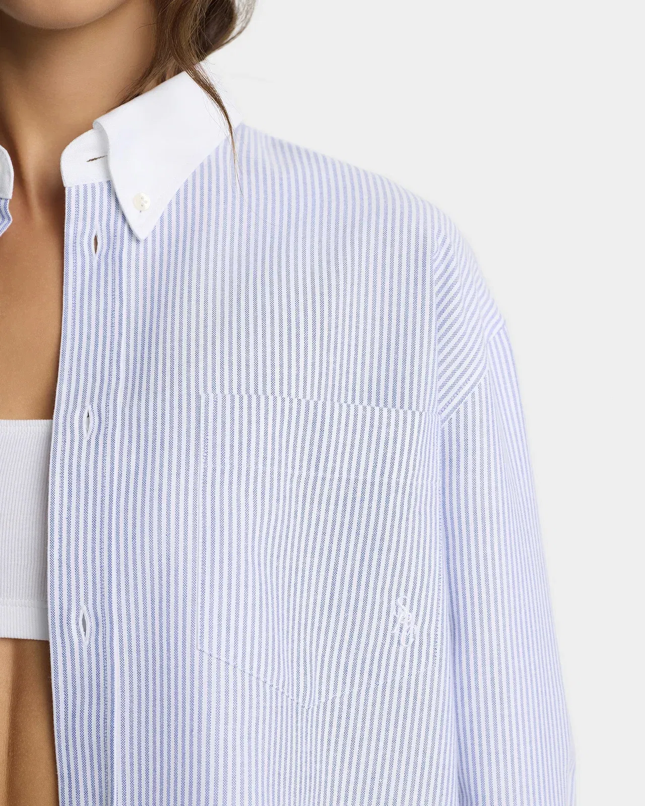 SRC Oversized Oxford Shirt - Navy Stripe