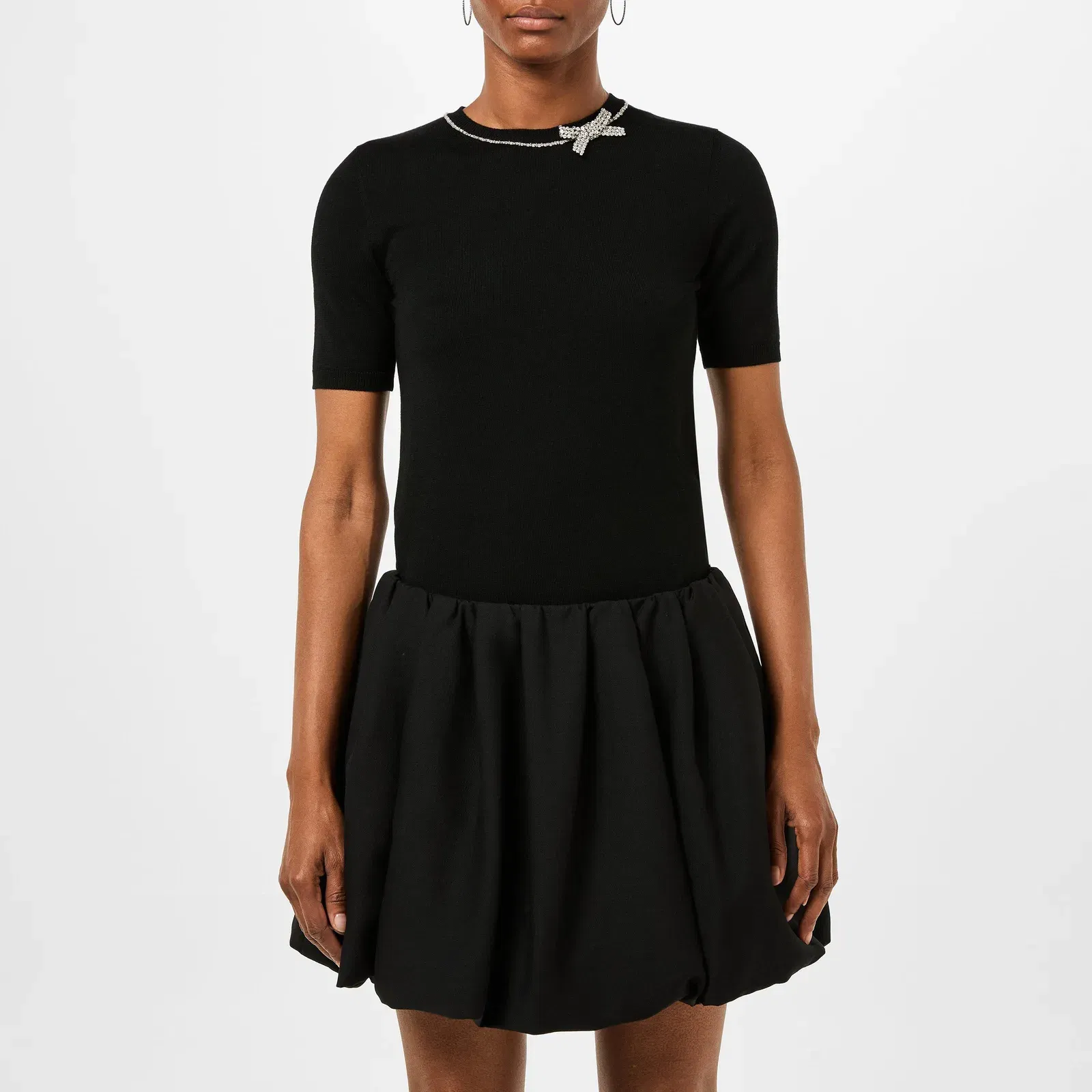 Embroidered Wool Fitted Top