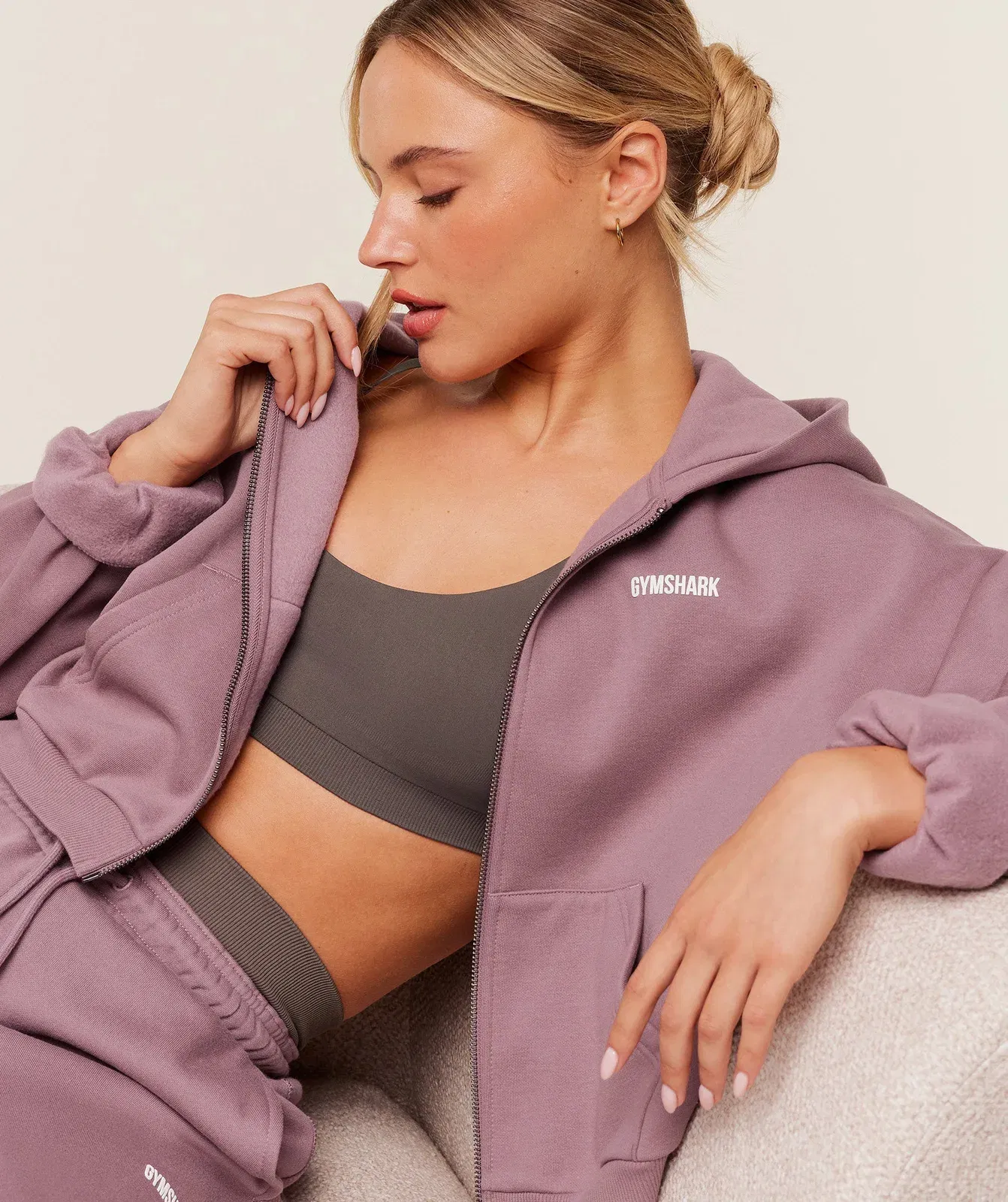 Gymshark Cosy Luxe Zip Through Hoodie - Calm Pink