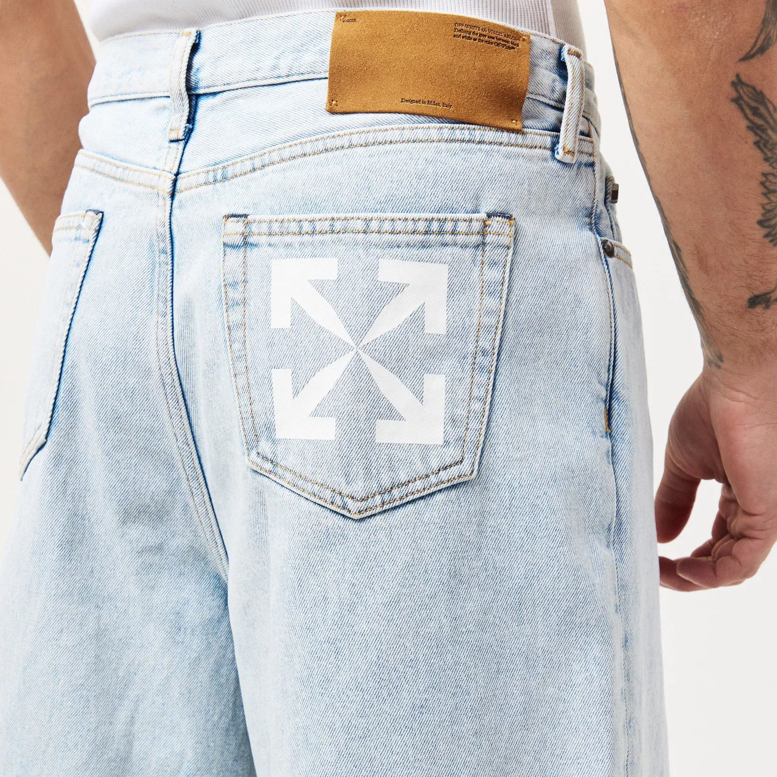 Skate Arrow Logo Cotton Denim Shorts