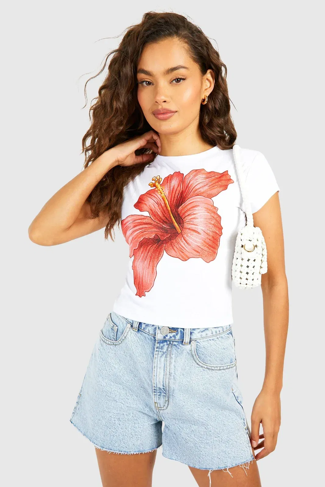 Flower Printed Cap Sleeve Baby T-Shirt