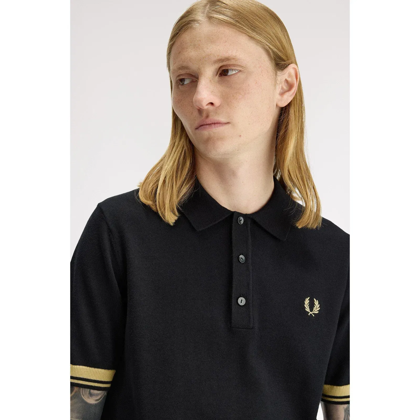 Knitted Cuff Short Sleeve Polo Shirt