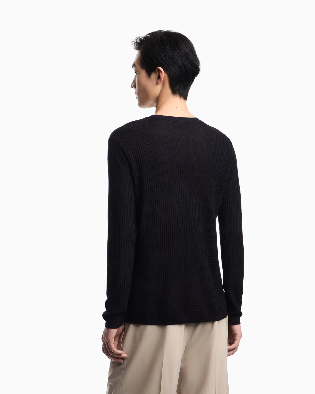 Emporio Armani Lyocell-blend jumper in a tuck stitch