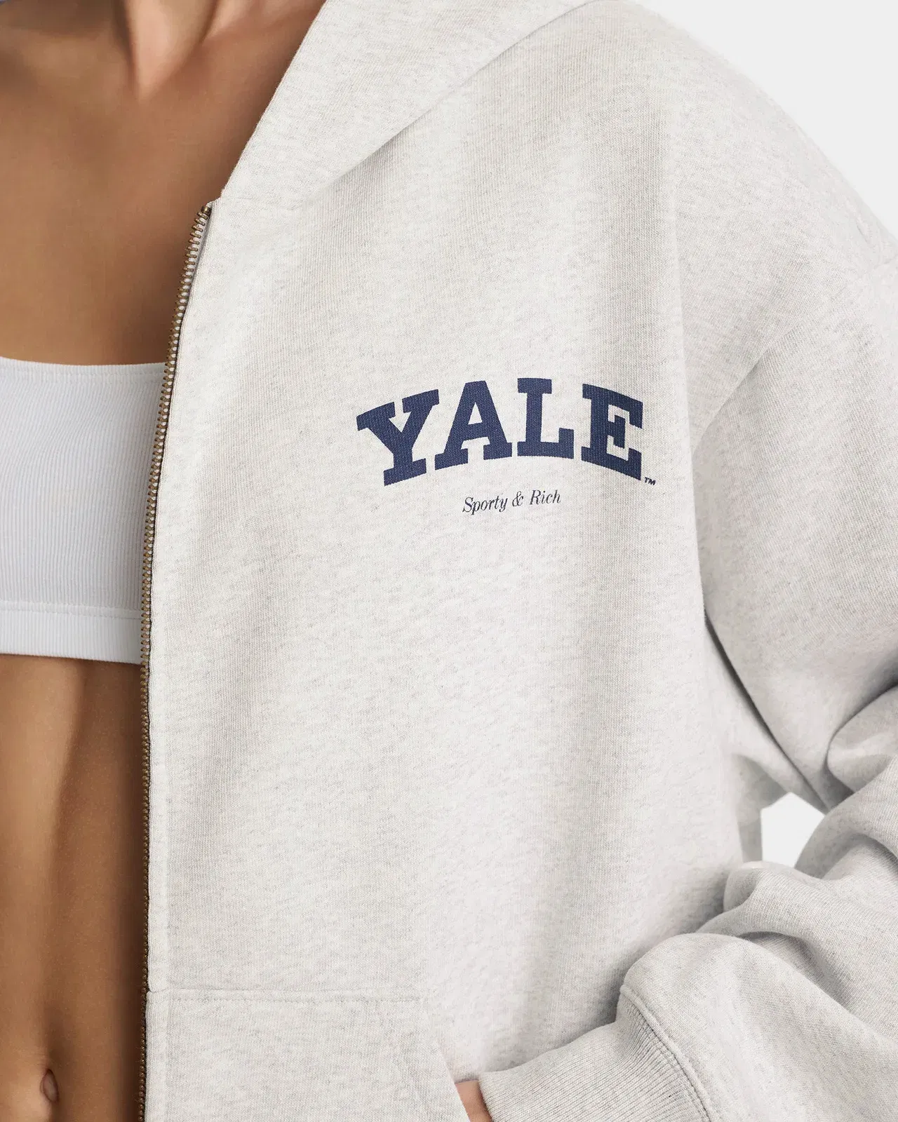 Yale Classic Zip Hoodie - Heather Gray/Navy