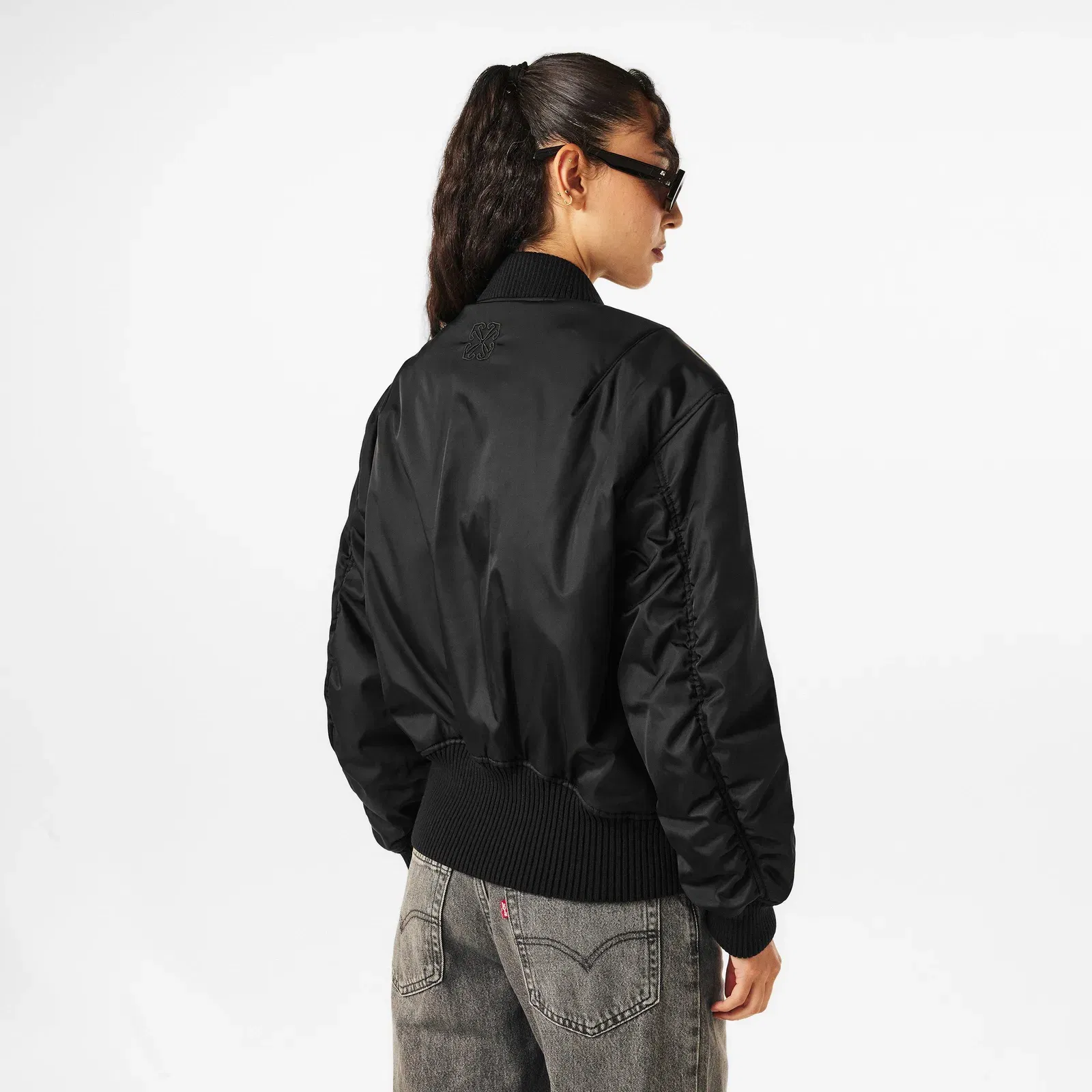 Patterned Relaxed Fit Bomber Jacket