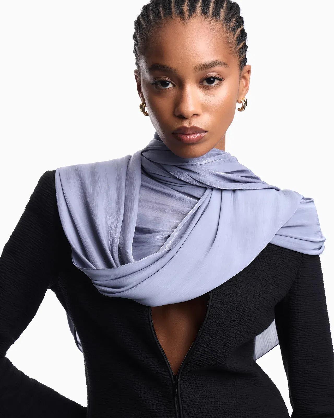 Emporio Armani Lightweight sheer scarf with a subtle sheen