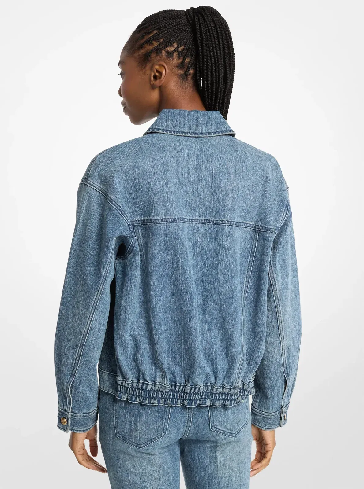 Michael Kors Denim Zip-Up Jacket DUSK BLUE WASH
