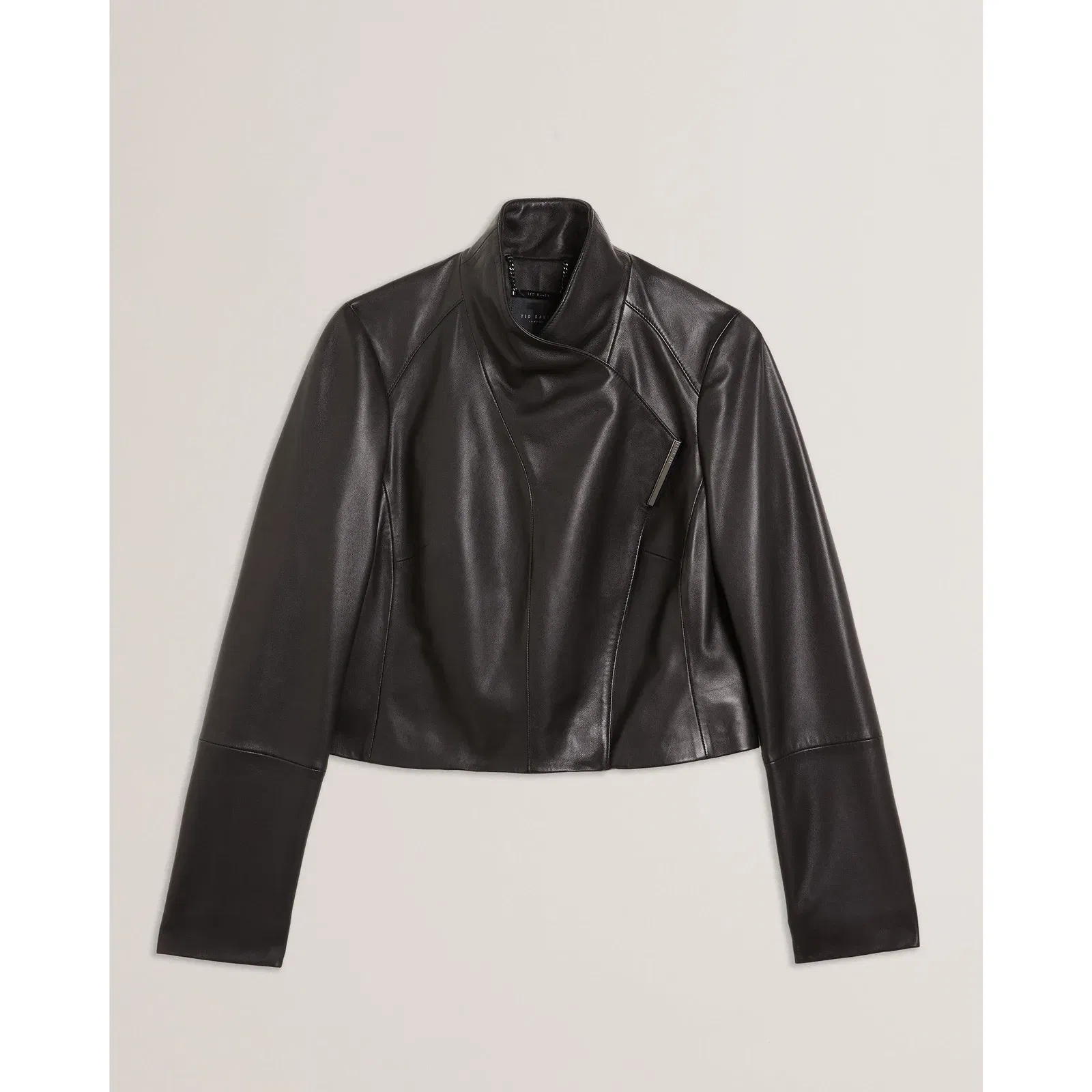 Cropped Leather Overcoat