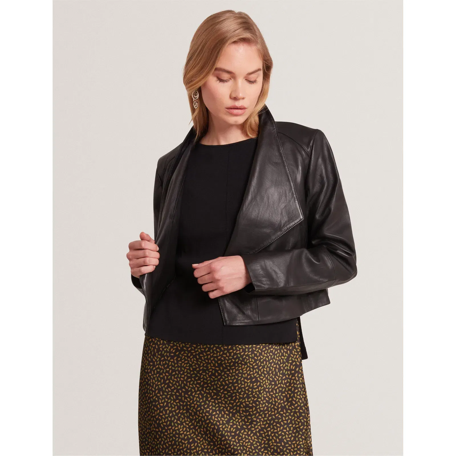 Cropped Leather Overcoat
