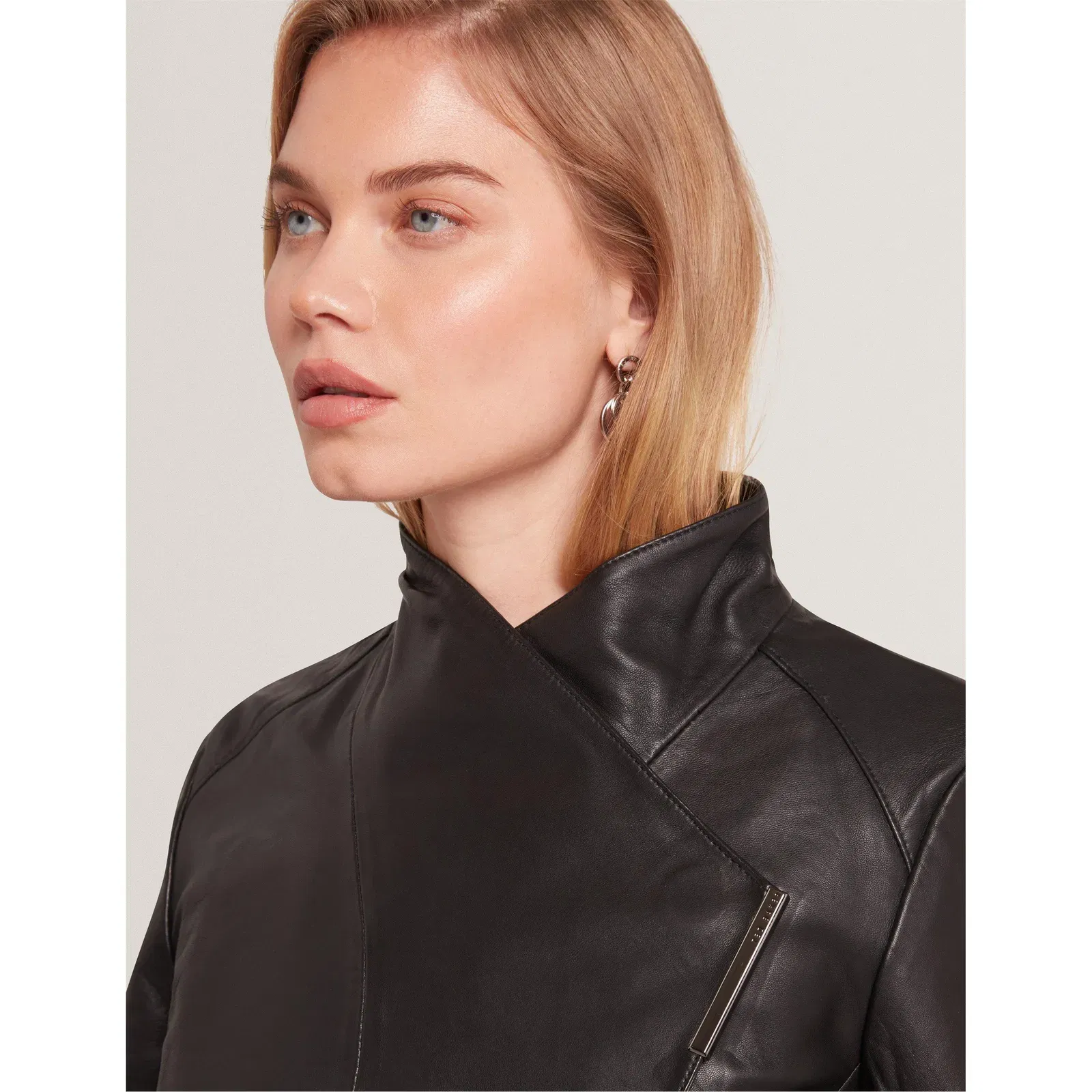 Cropped Leather Overcoat