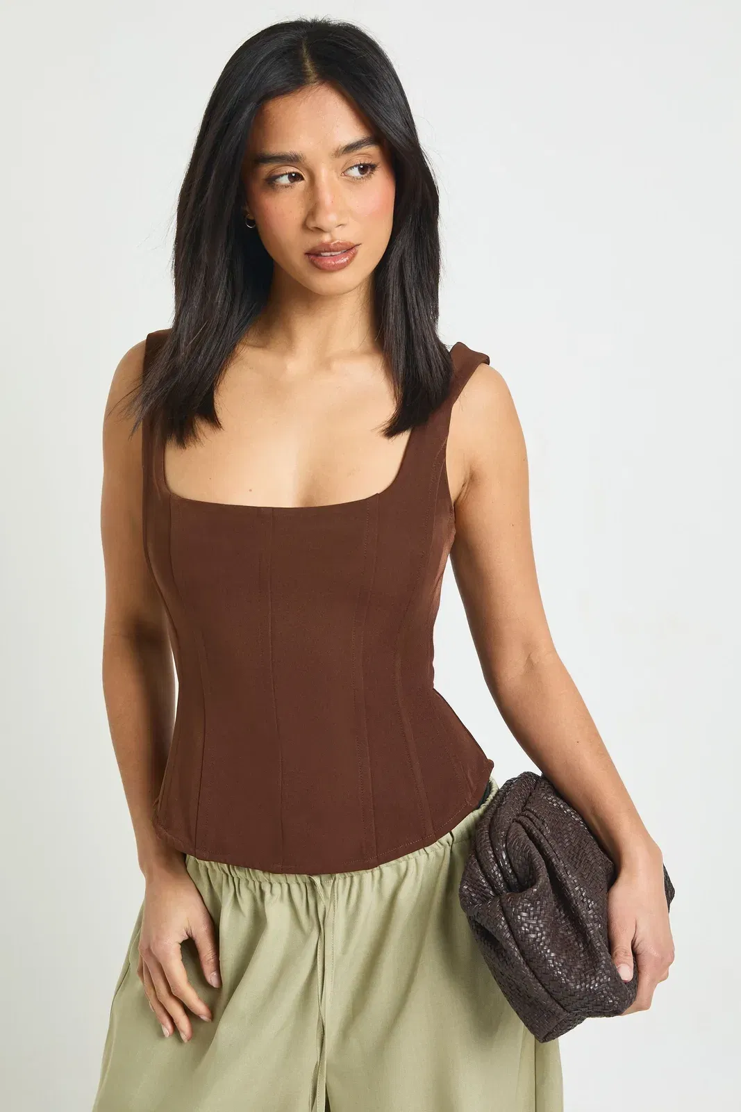 Petite Structured Crepe Corset Top