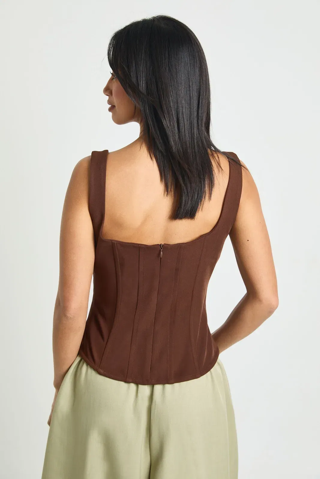 Petite Structured Crepe Corset Top