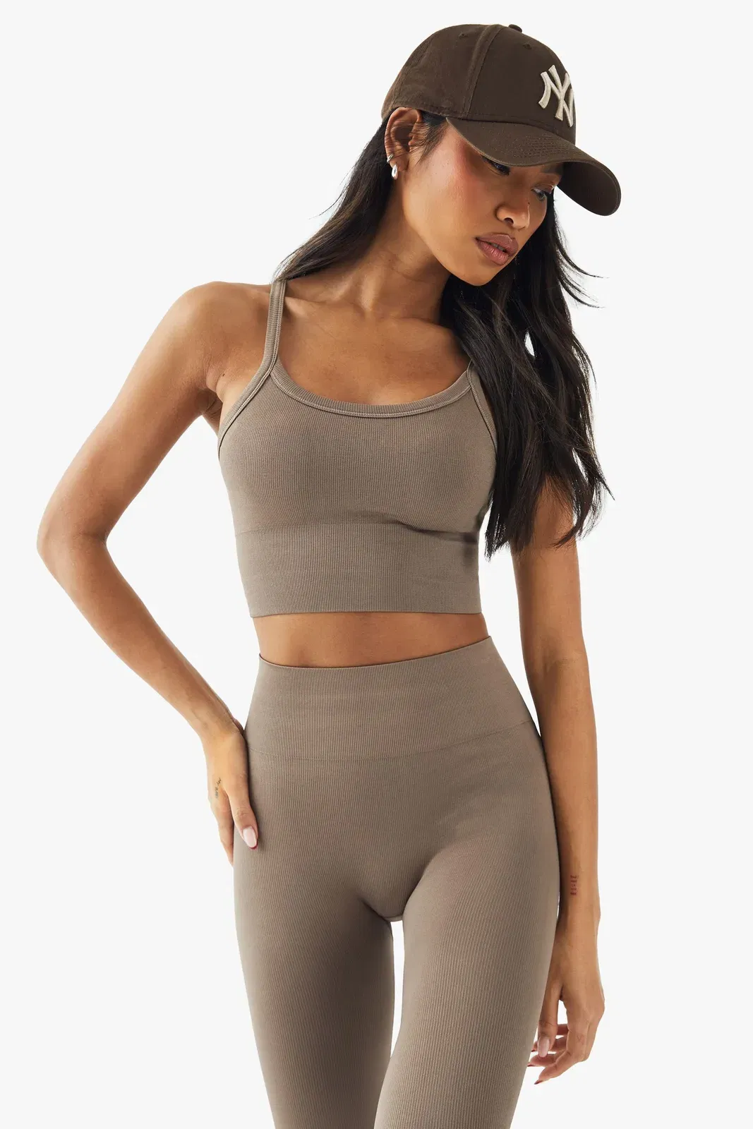 Boohoo Basics Seamless Rib Longline Light Support Sports Bra