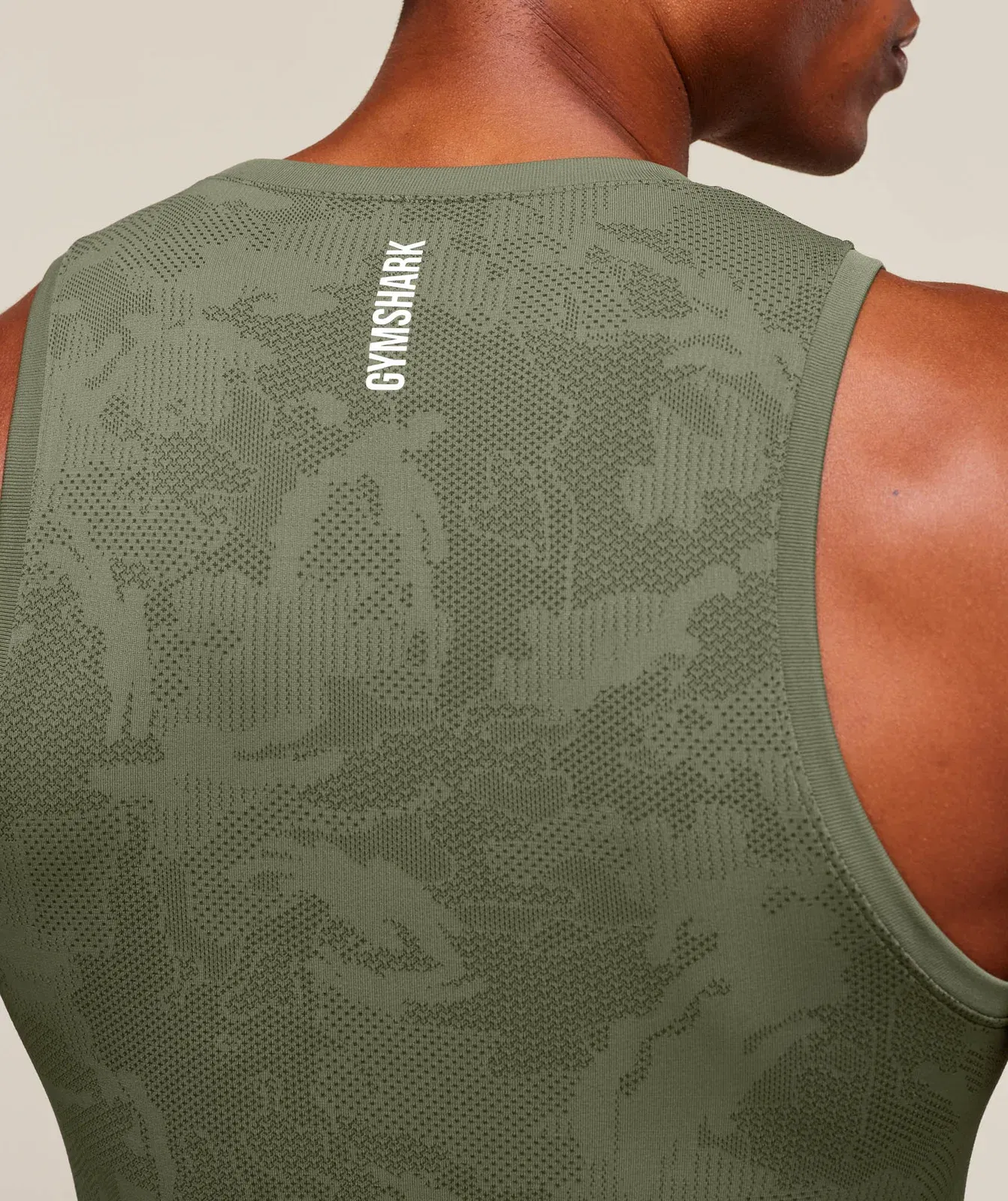 Gymshark Geo Seamless Tank - Core Olive/Deep Olive Green