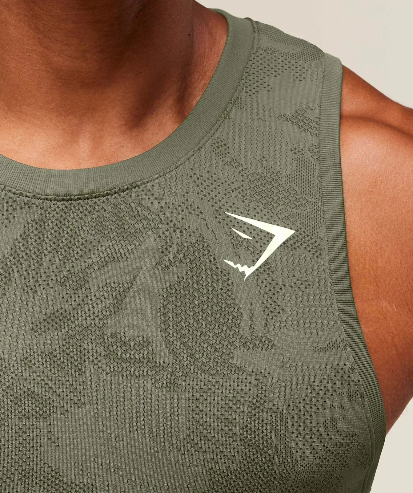 Gymshark Geo Seamless Tank - Core Olive/Deep Olive Green