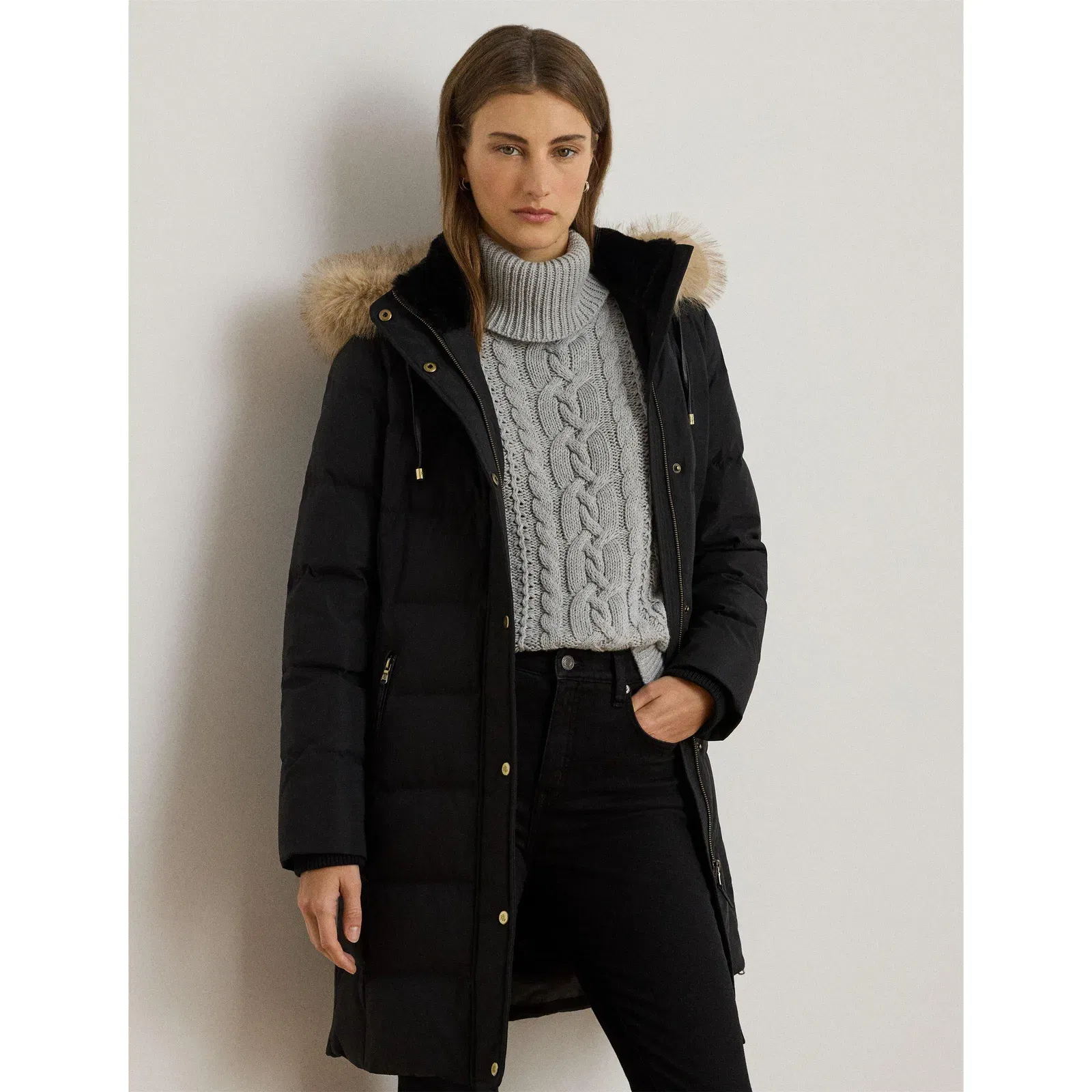Fur Hood Medium Puffer Jacket