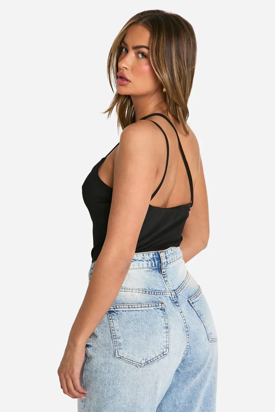 Mesh Cut Out Asymmetric Cami