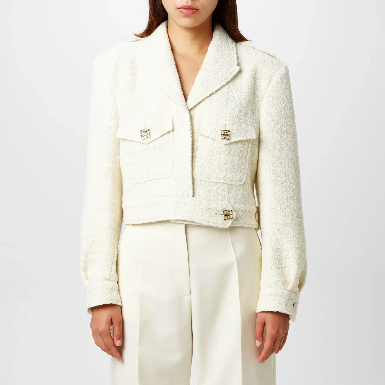 Cropped Tweed Long Sleeve Hybrid Jacket