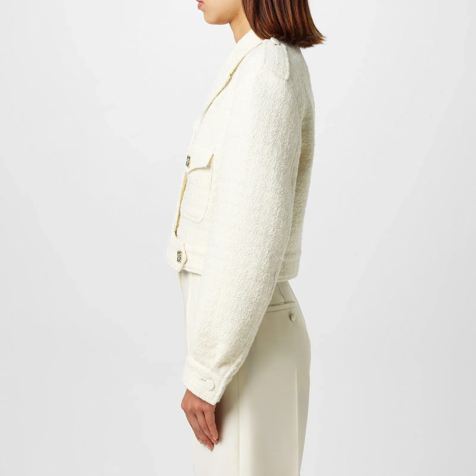 Cropped Tweed Long Sleeve Hybrid Jacket