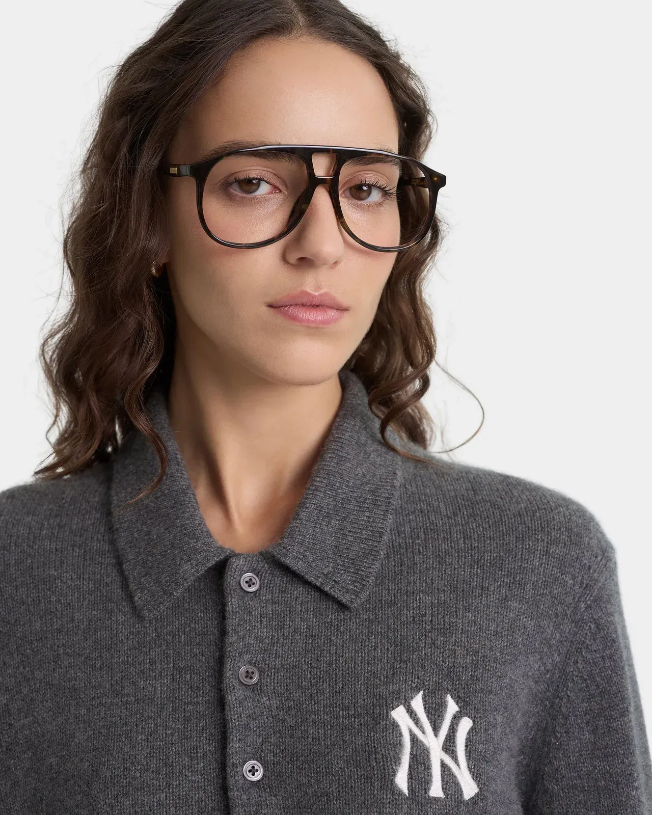 Heritage Yankees Serif Cashmere Polo - Dark Grey/White