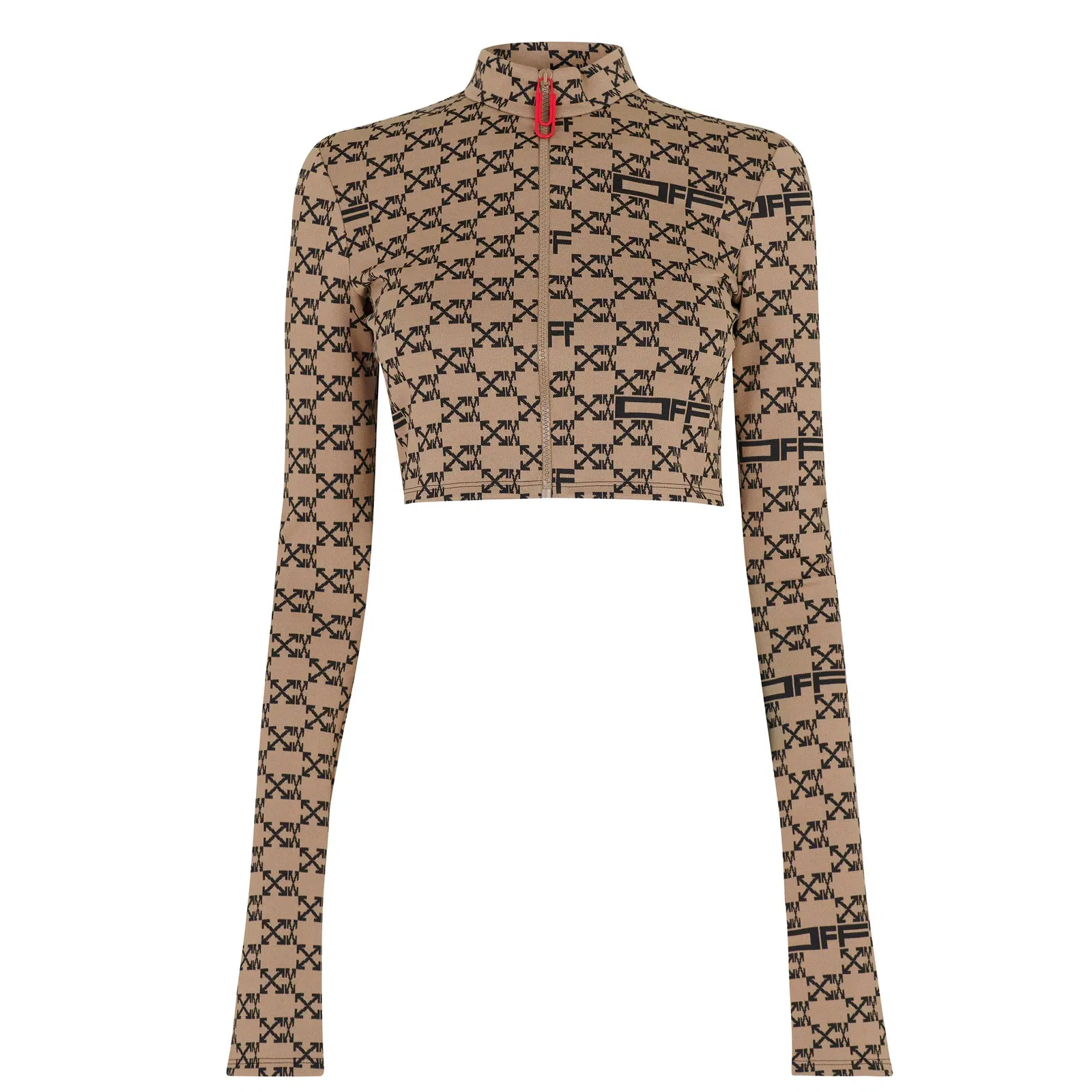 Cropped Mock Neck Long Sleeve Tracksuit Top
